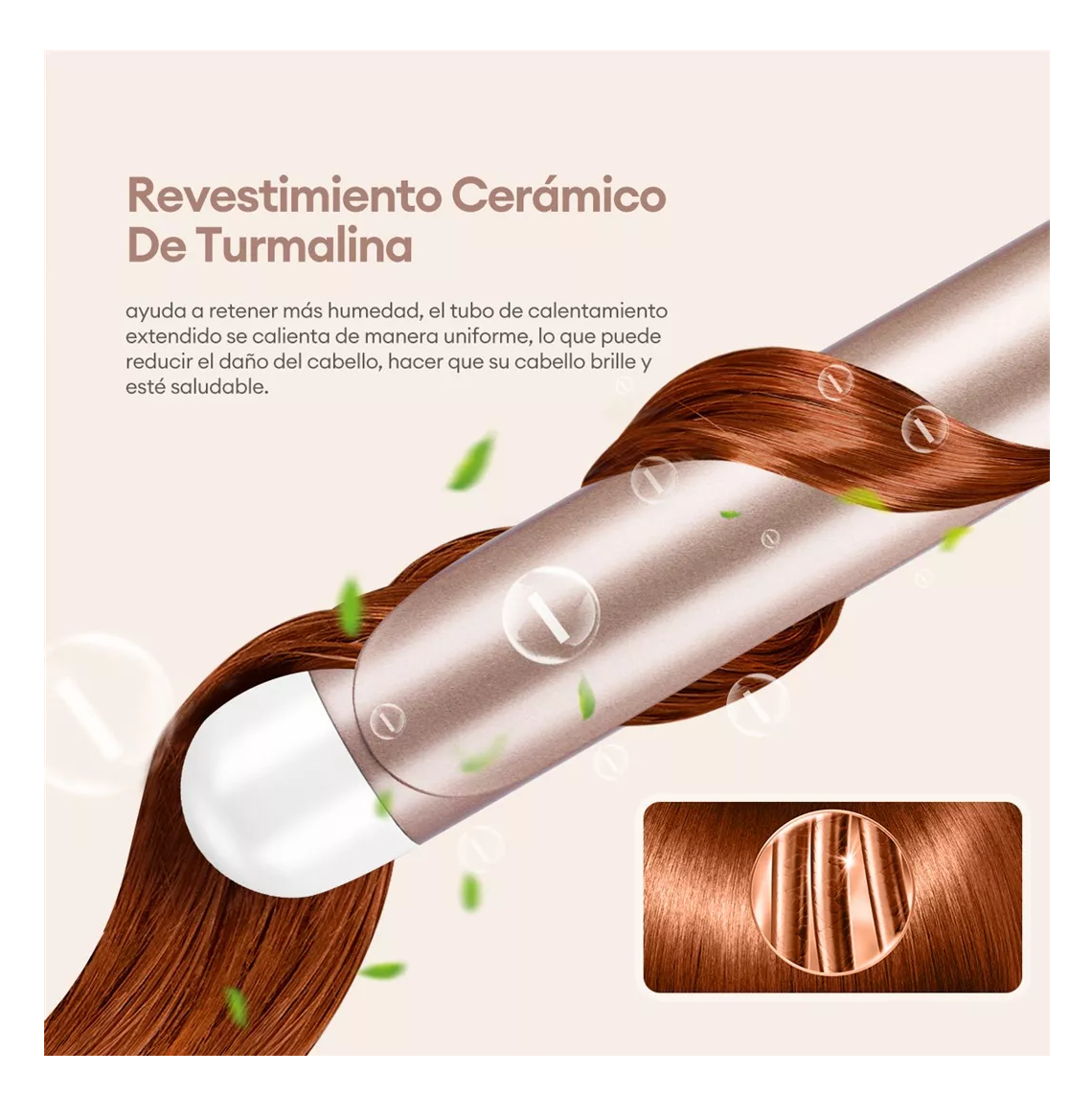 Foto 5 pulgar | Rizador de Cabello Cerámica Ckeyin Blanco y Oro Rosa 38 mm