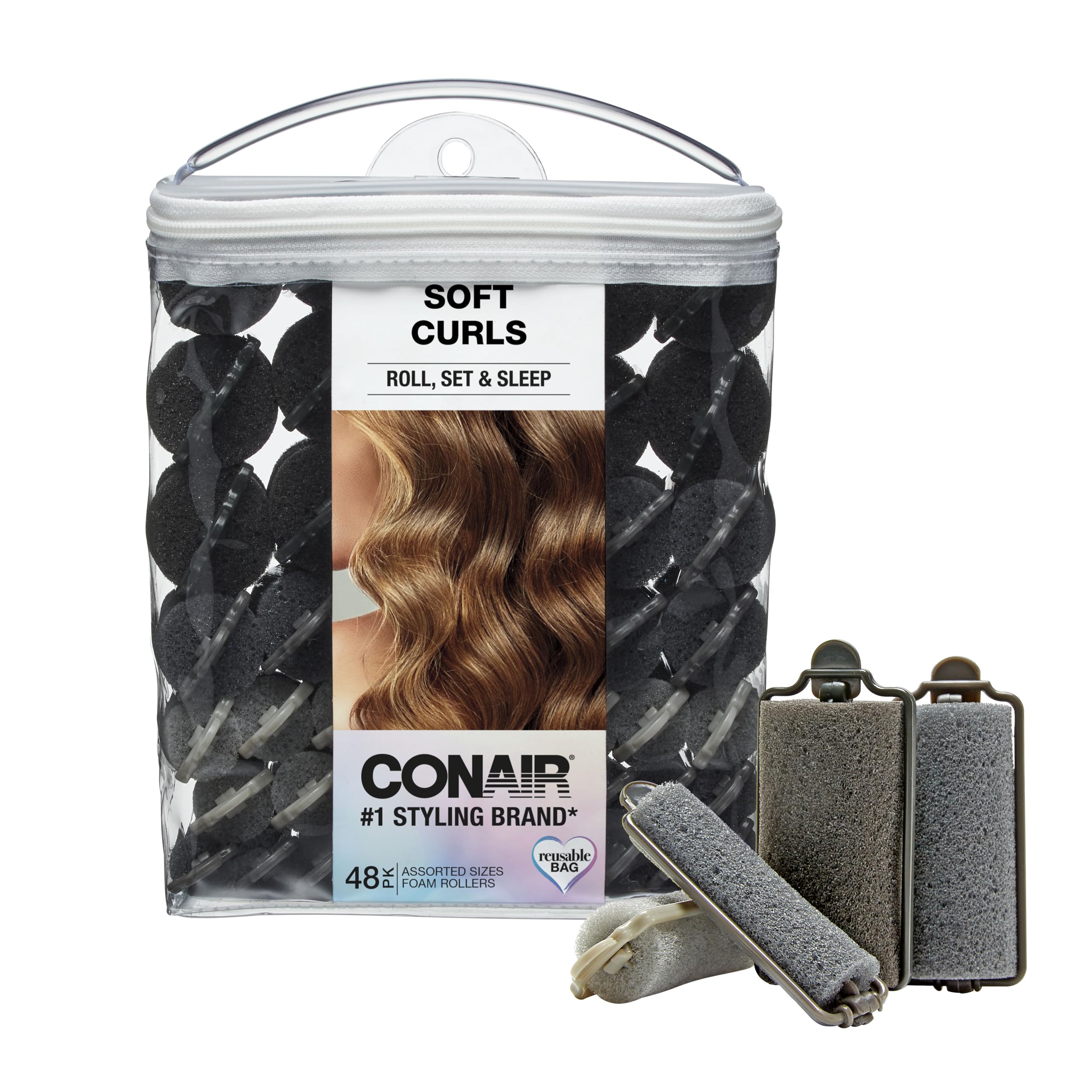 Foto 2 pulgar | Rulos de Espuma para Cabello Conair Heatless Negros y Grises - Venta Internacional