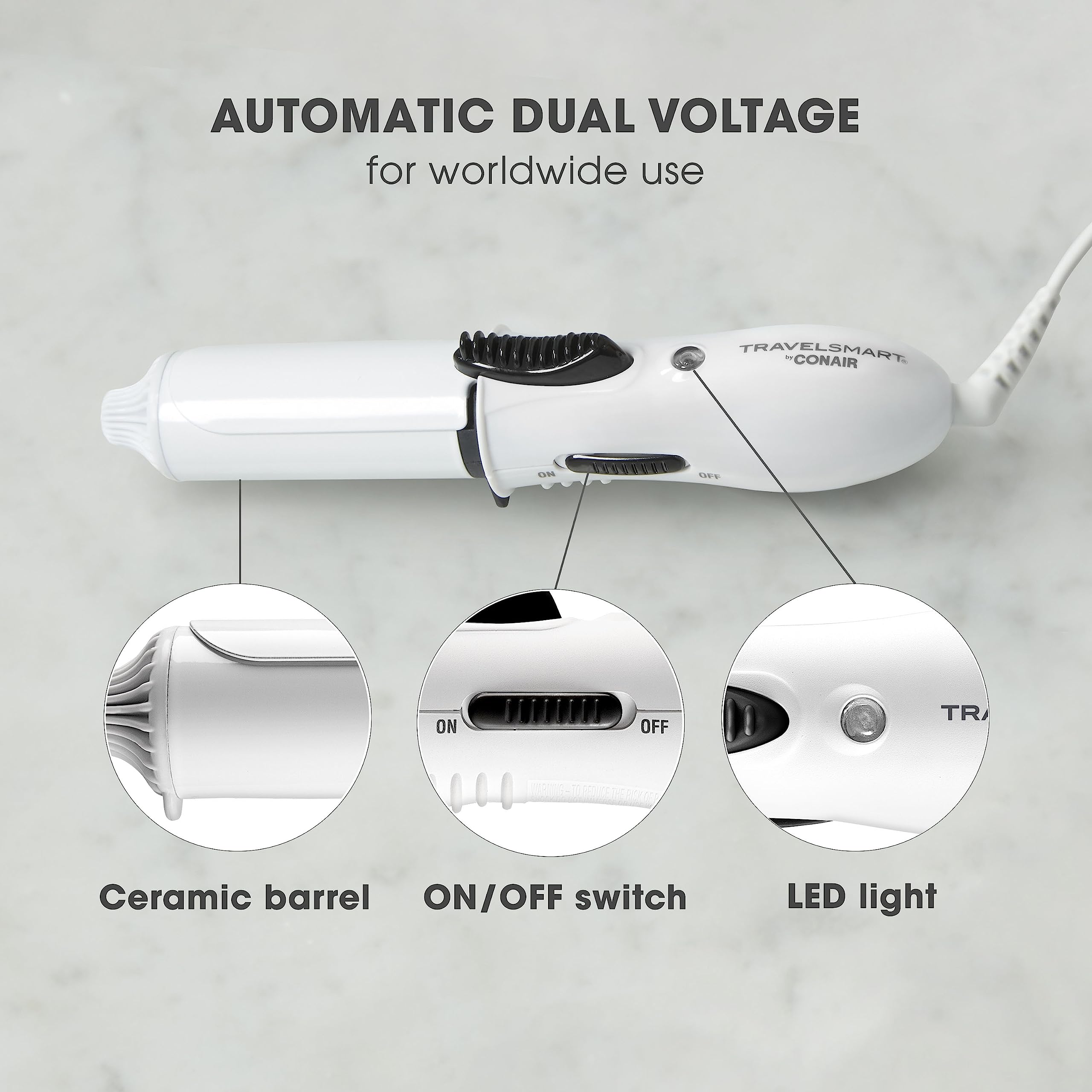 Foto 2 | Rizador Conair Travel Smart Mini, 2,54 Cm, Cerámica, Color Blanco - Venta Internacional.