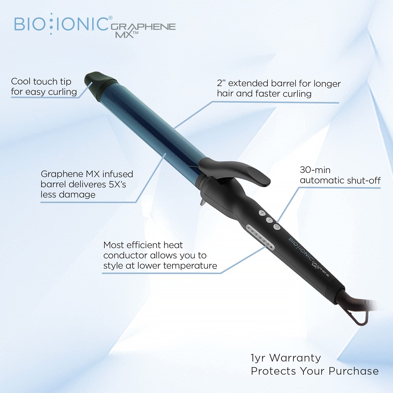 Foto 6 pulgar | Rizador Bio Ionic Graphene De 450 G Con Barril De 1,25 Pulgadas, 110 V - Venta Internacional.