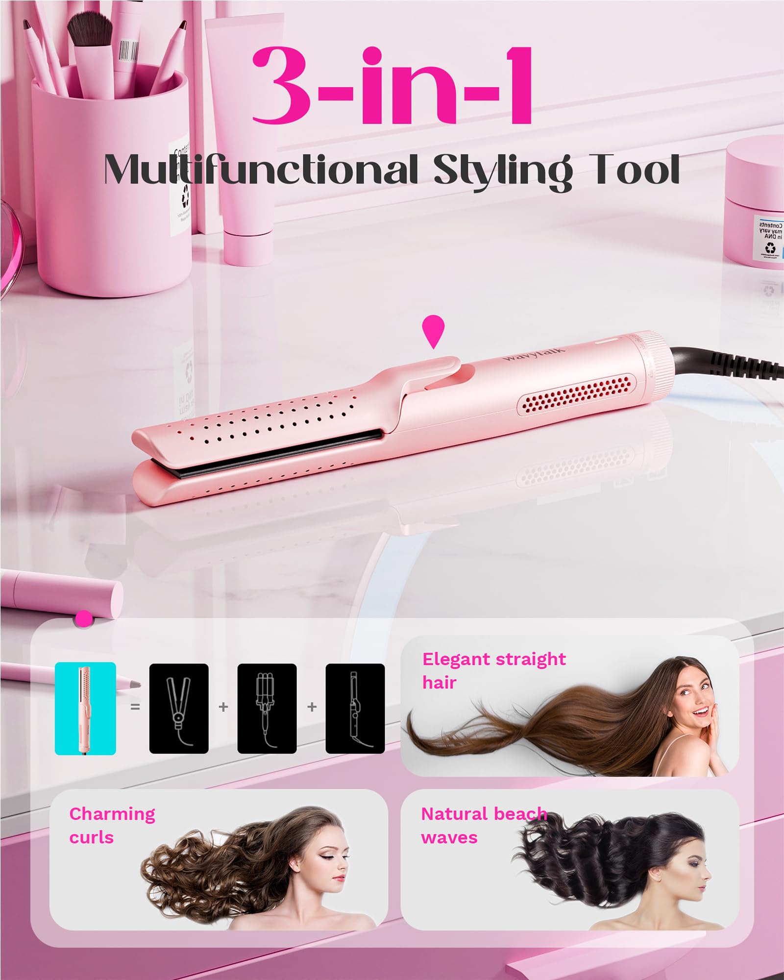 Foto 4 pulgar | Curling Iron Wavytalk Wavytalk Airflow Styler De 1 Pulgada, Rosa - Venta Internacional.
