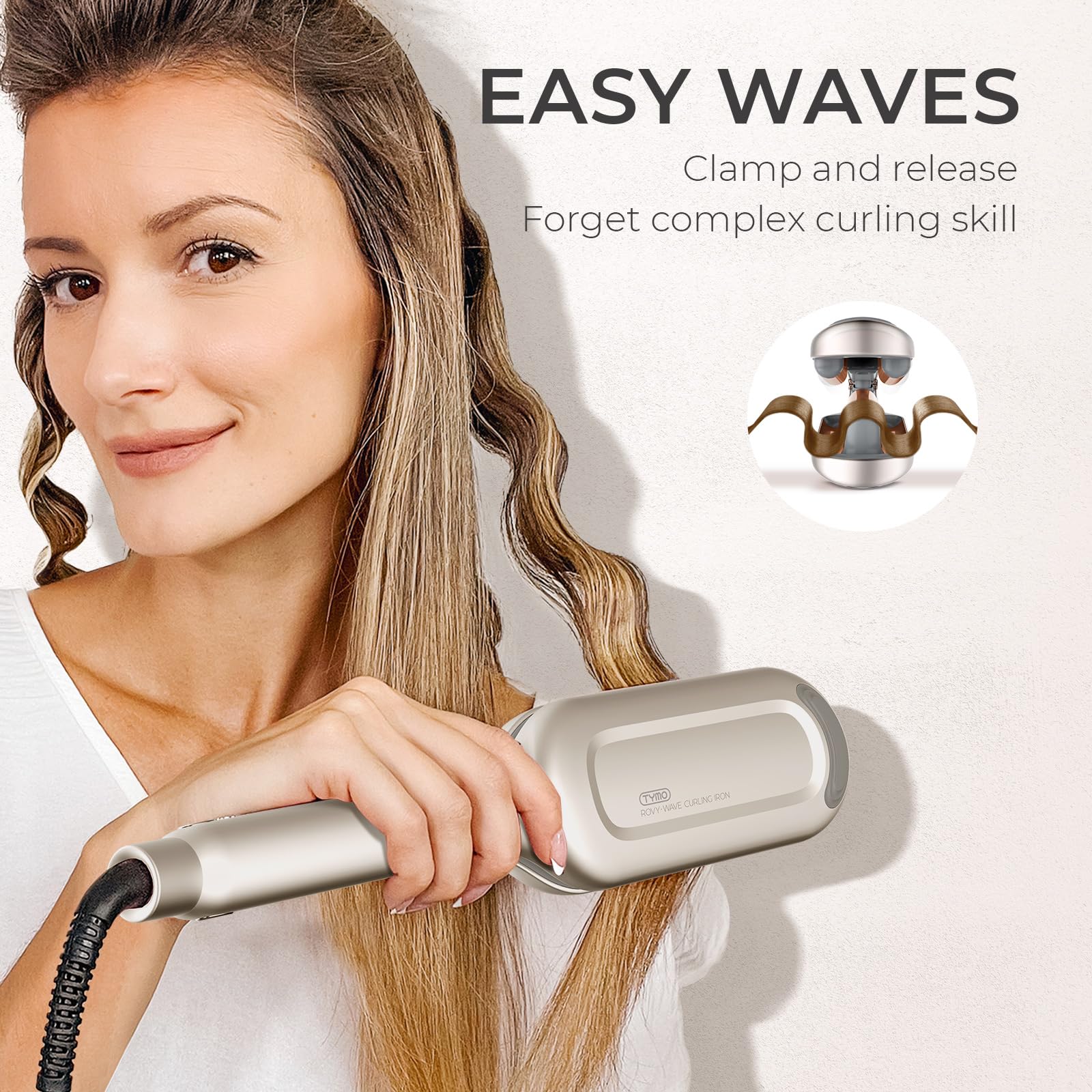 Foto 2 | Rizador De Pelo Tymo Rovy Deep Waver, Rizador Dorado - Venta Internacional.