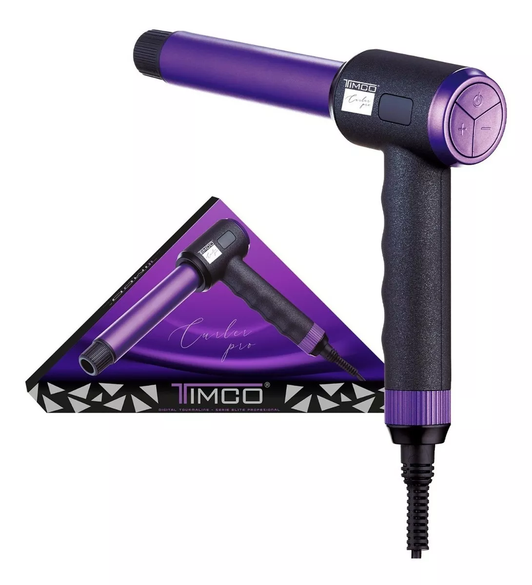 Ferro Curler Timco Tcxr Pro 90 Grados Rizador Morado Con Negro