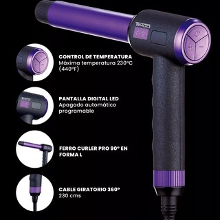 Foto 2 | Ferro Curler Timco Tcxr Pro 90 Grados Rizador Morado Con Negro