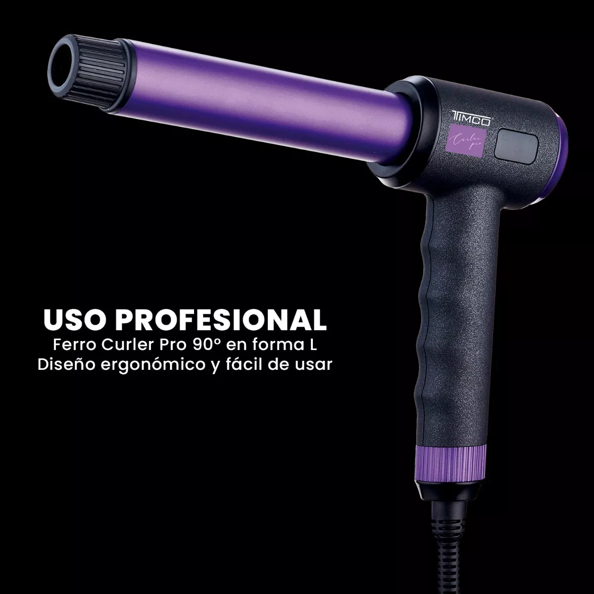 Foto 4 pulgar | Ferro Curler Timco Tcxr Pro 90 Grados Rizador Morado Con Negro