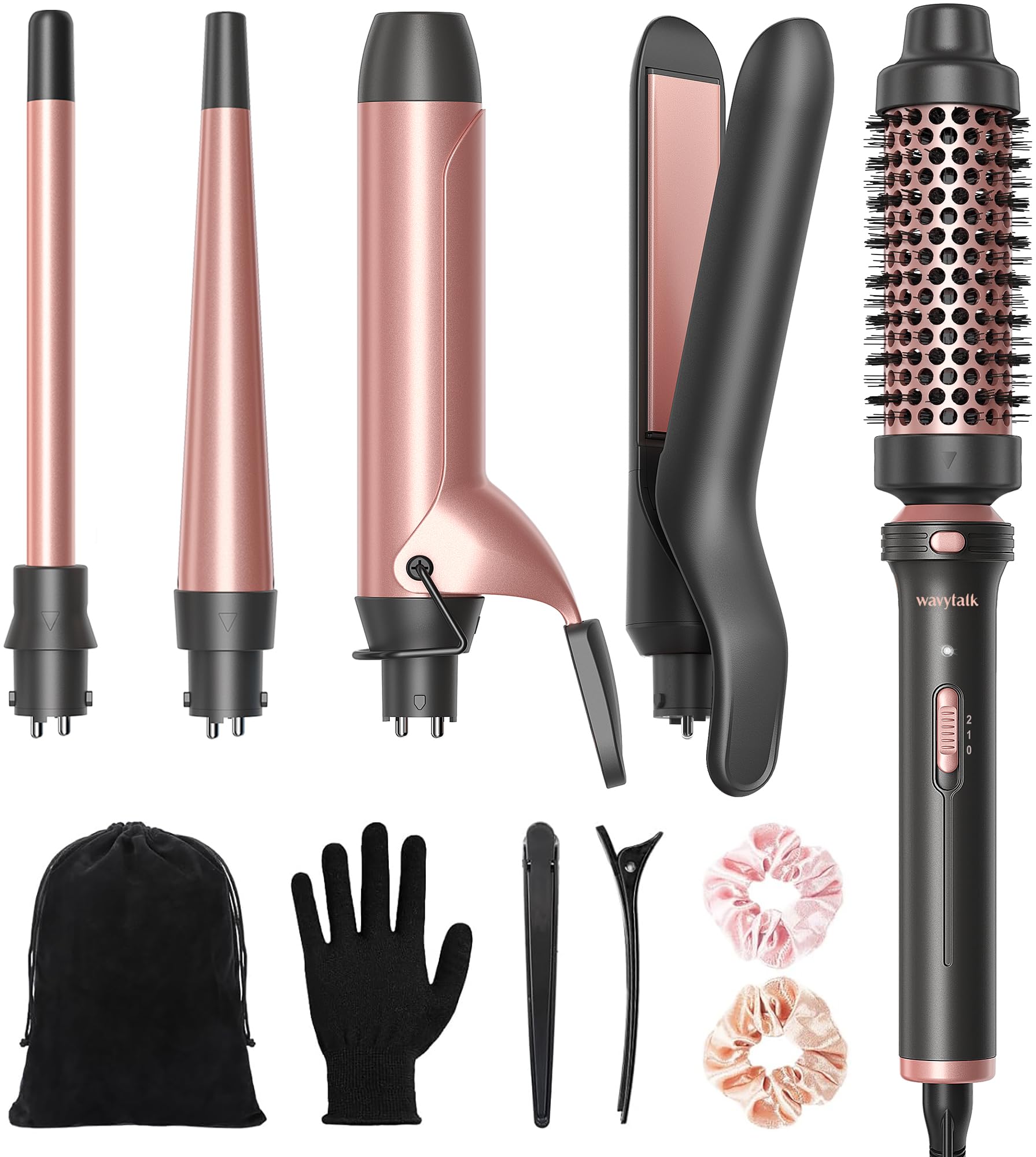 Set De Rizadores Wavytalk 5 En 1 Con Cepillo Térmico Y 4 Varillas - Venta Internacional. $1,574