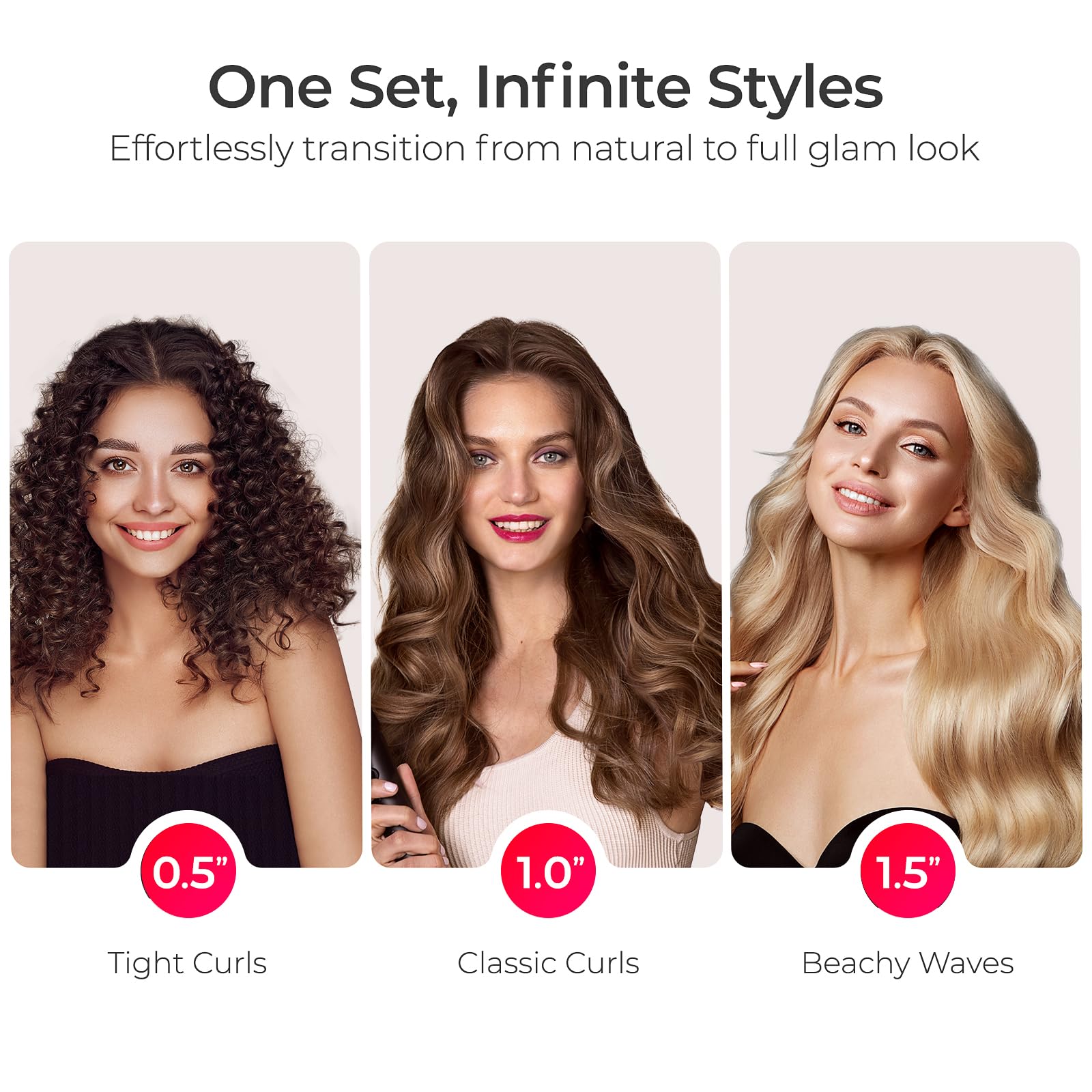Foto 2 | Set de Rizadores de Pelo de Cerámica Tymo Cues 3 en 1 - Venta Internacional