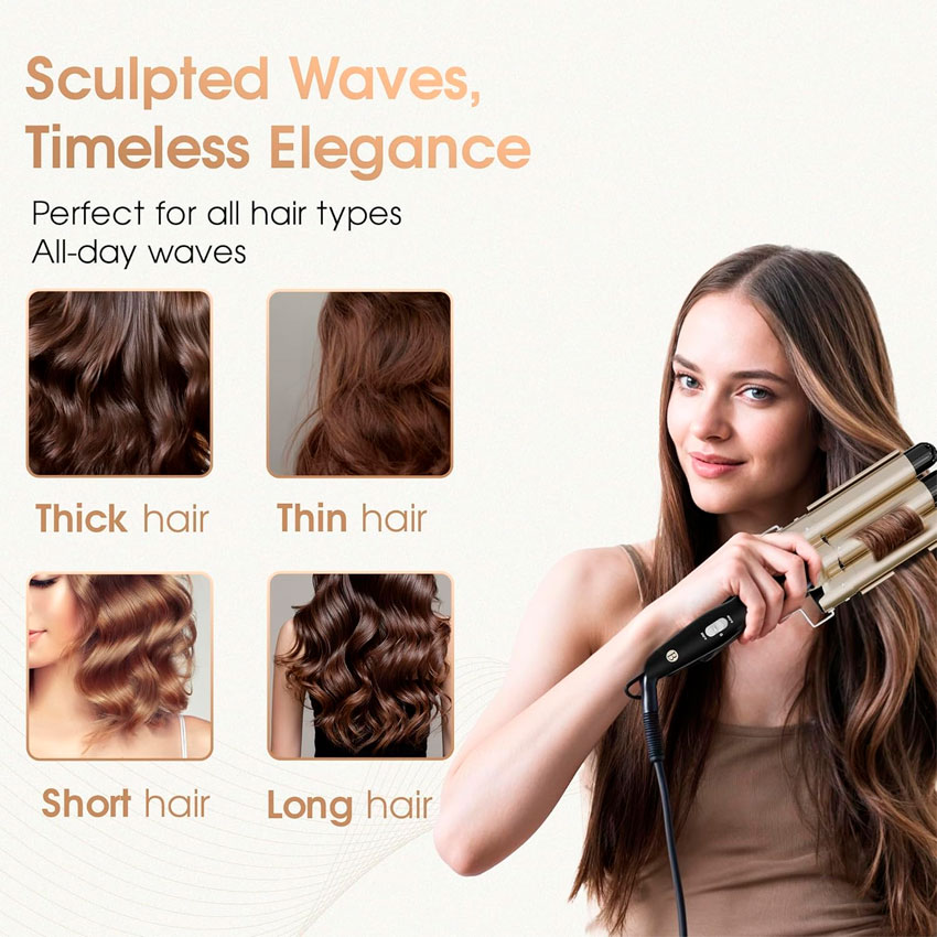 Foto 5 pulgar | Rizador de Cabello Triple Barril Bglam Bytech Cerámica 1 Pulgada