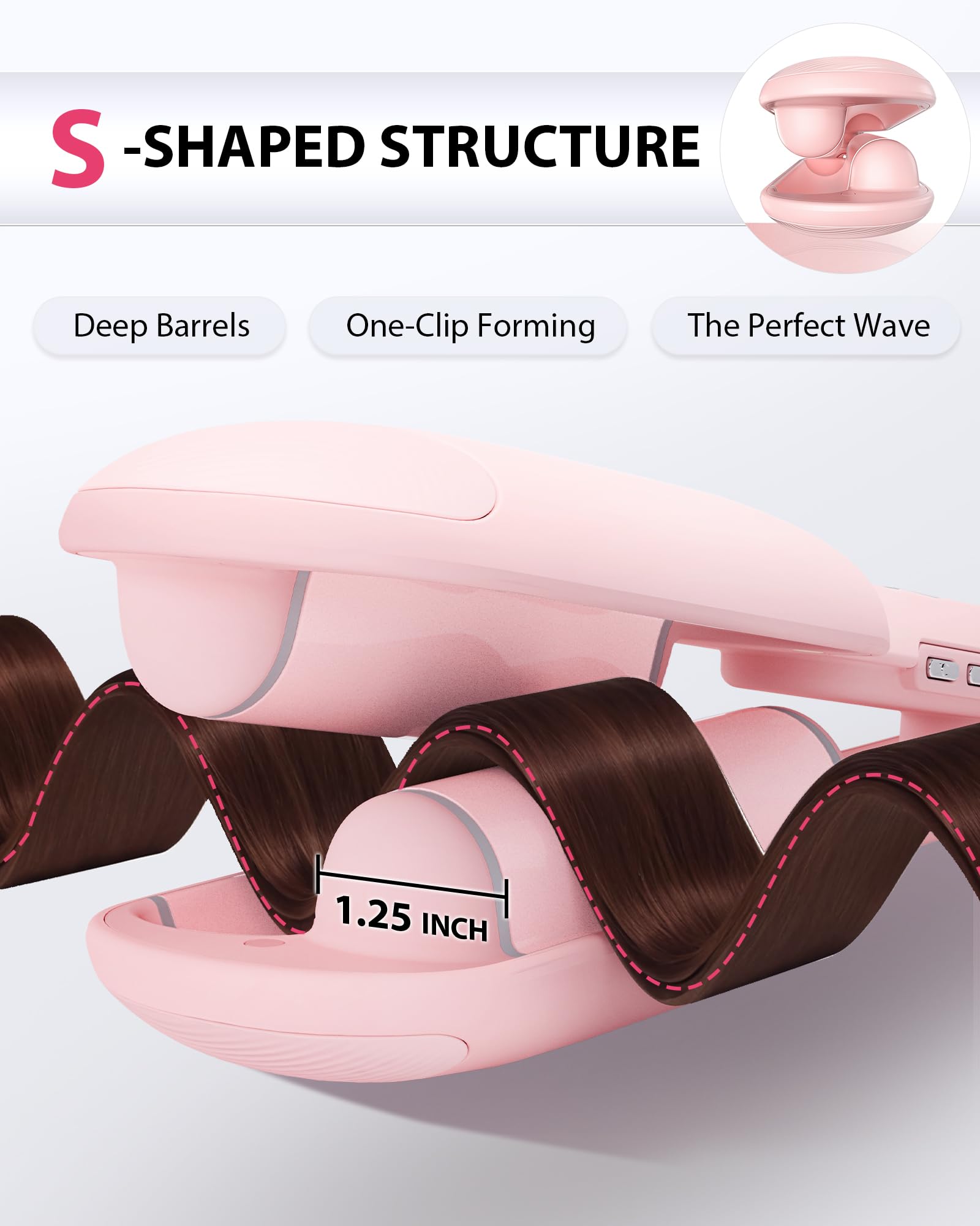 Foto 2 | Plancha Novus Wave Beach Waves 1.25 Pulgadas Rosa - Venta Internacional
