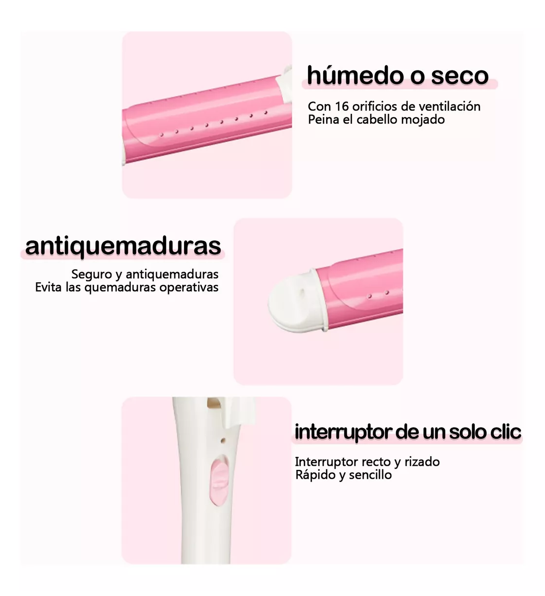 Foto 5 | Mini Rizador/plancha De Pelo Lab.g De Cerámica Húmeda Y Seca Rosa