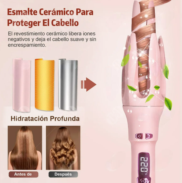 Foto 4 pulgar | Rizador para Cabello Xtellar Automático 4 Temperaturas Rosa