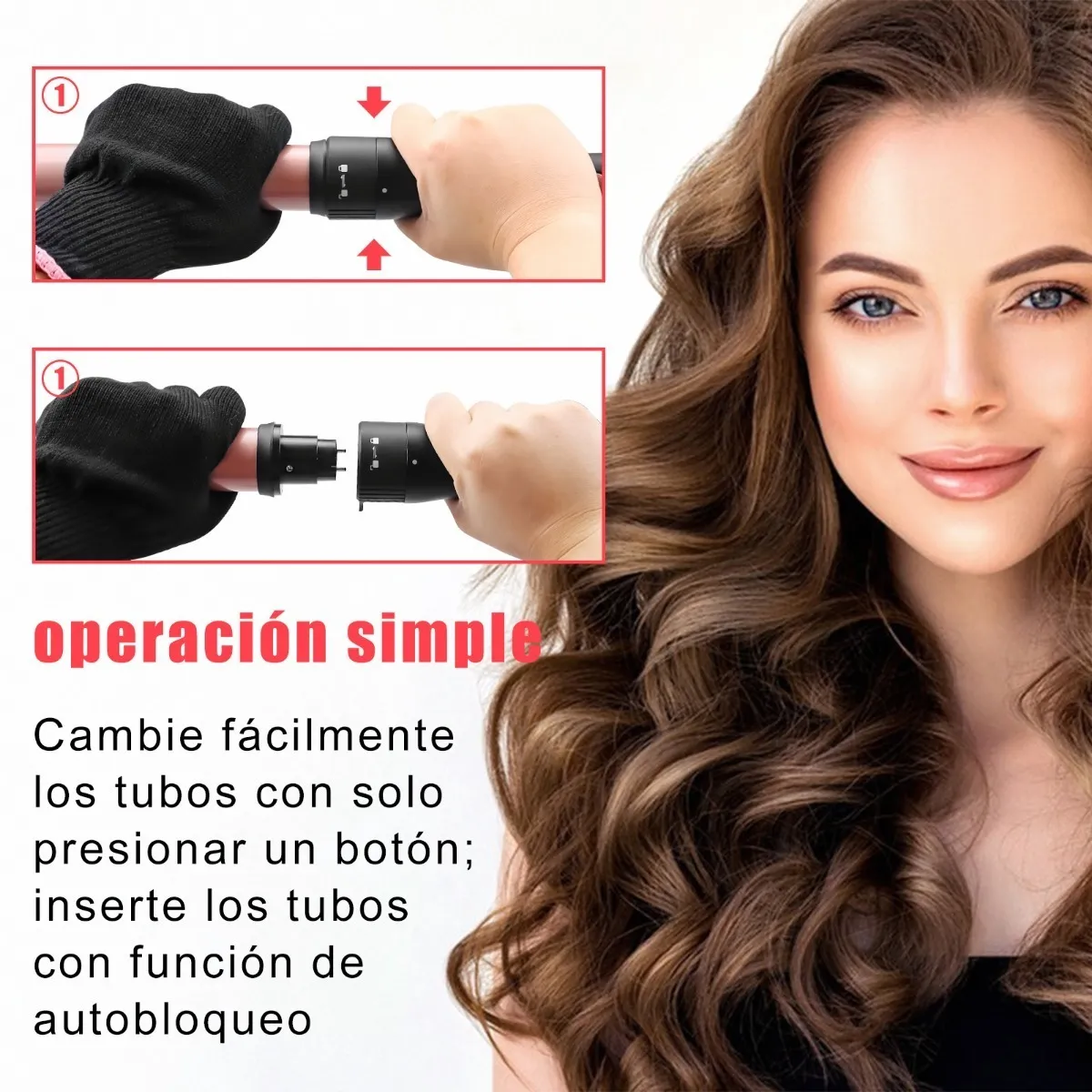 Foto 6 pulgar | Rizador de Cabello Lab.G 5 en 1 Cerámica con Guante Rosa