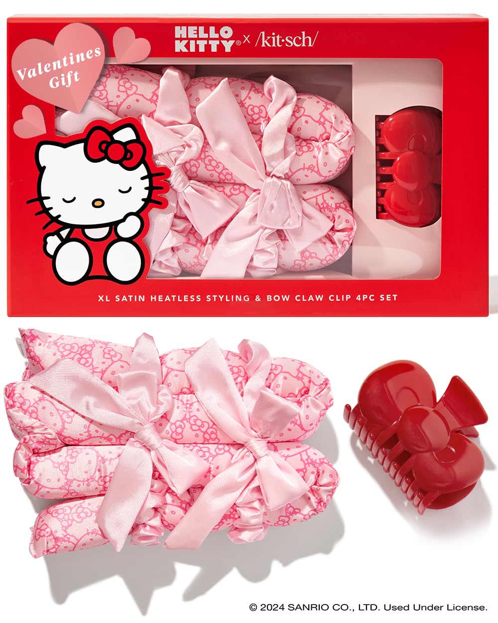 Set De Rizadores De Pelo Hello Kitty X Kitsch Xl Satinado Sin Calor, 4 Unidades - Venta Internacional.