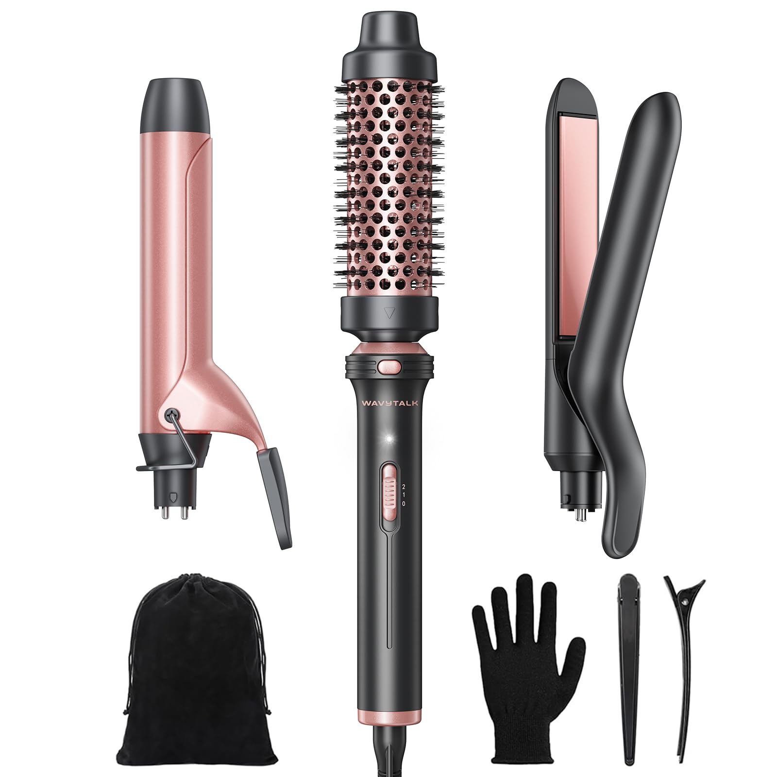 Set De Rizadores Wavytalk 3 En 1 Con Cepillo Redondo Y Plancha - Venta Internacional.