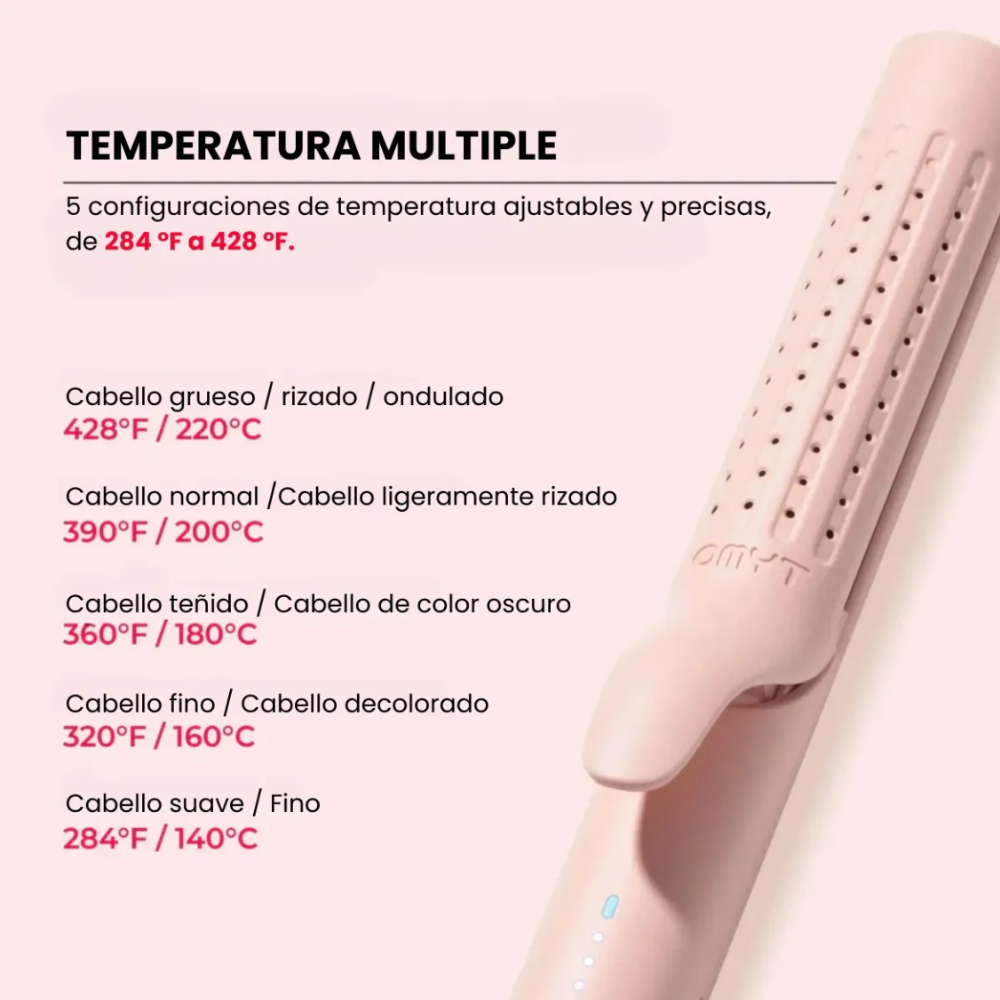 Foto 3 pulgar | Plancha y Rizadora para Cabello 2 en 1 Tymo Air Flow Rosa