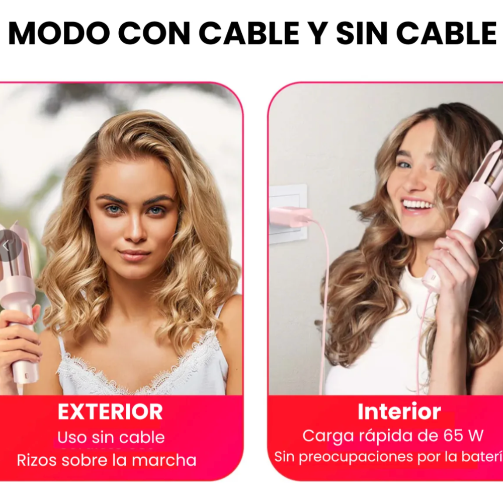 Foto 7 pulgar | Rizadora de Cabello Automática Inalámbrica Tymo Curlgo Rosa
