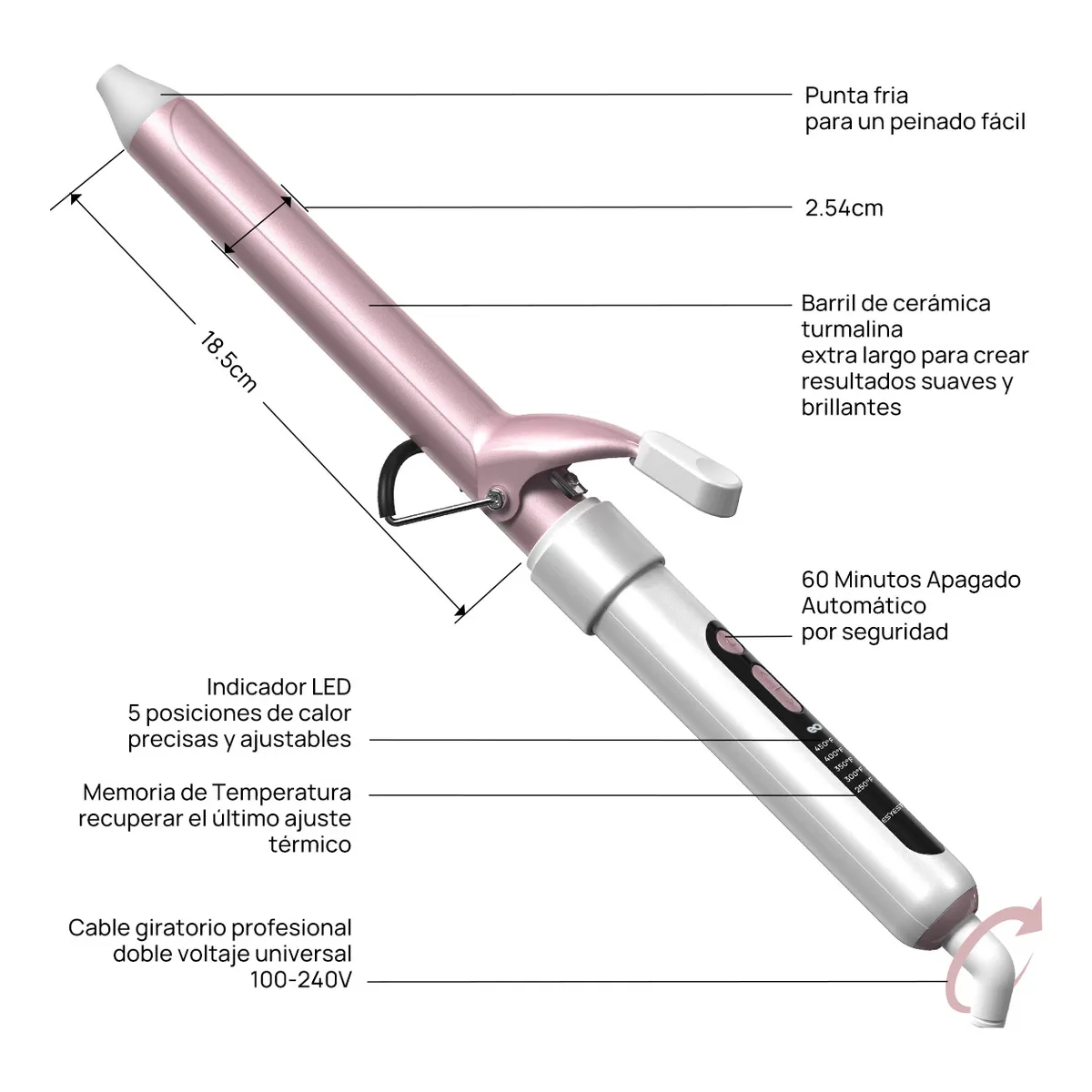 Foto 3 pulgar | tenaza para cabello Rosa