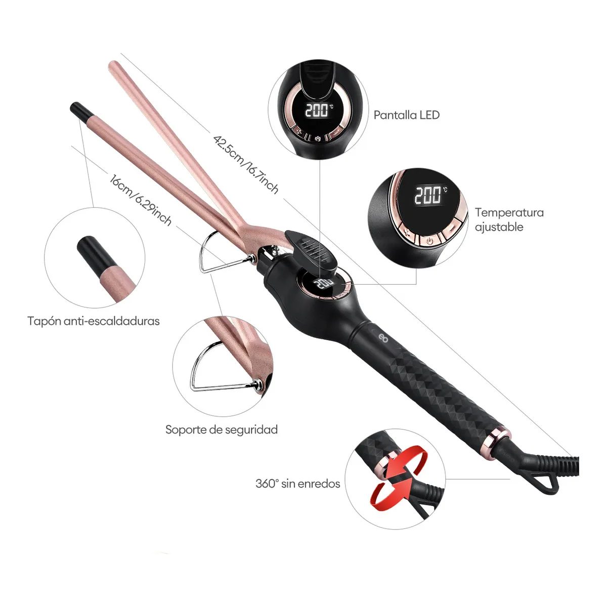 Foto 6 pulgar | Tenazas Para Pelo Rizadora De Cabello De Cerámica De 9mm Eo Safe Imports Esi-20166 Multicolor