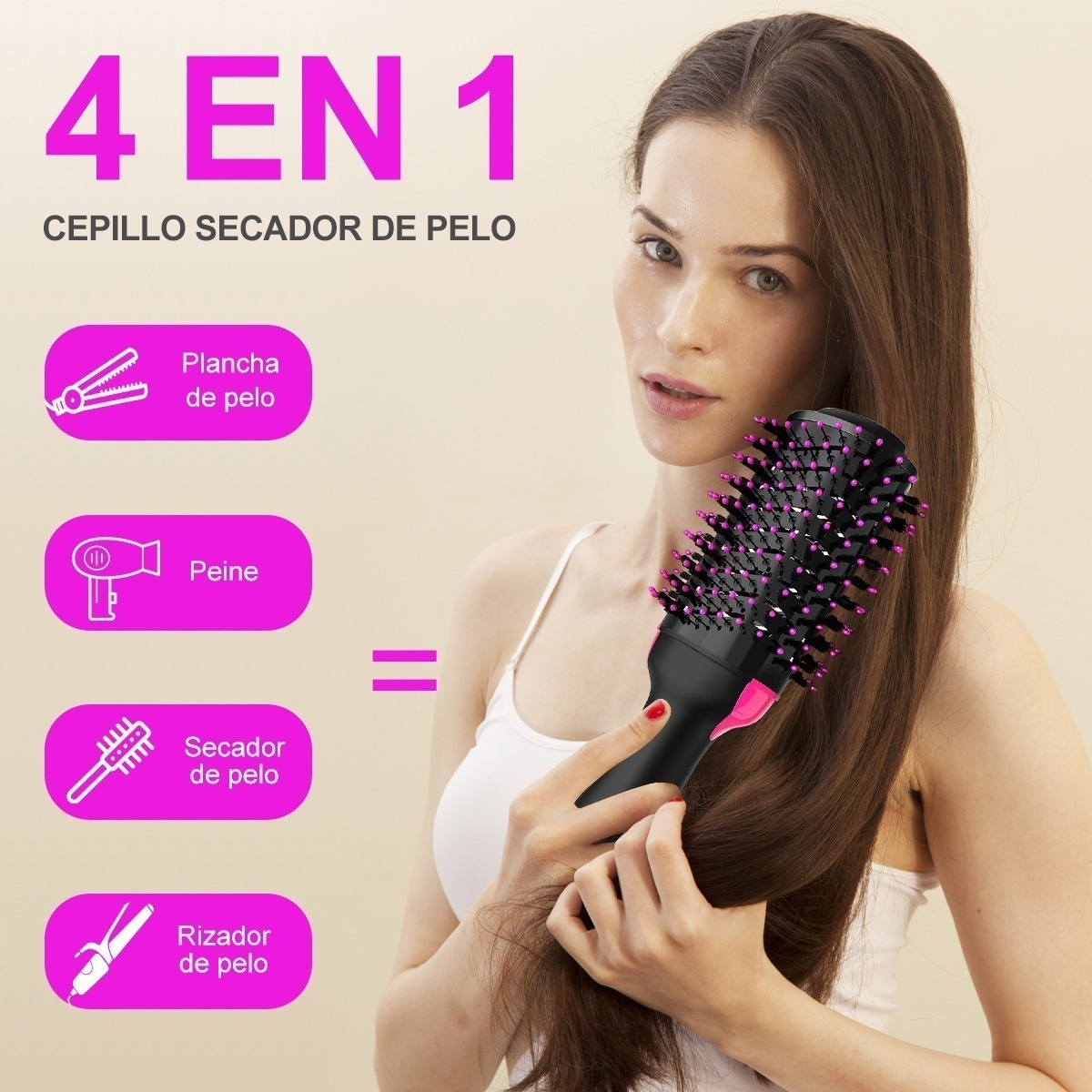 Foto 4 pulgar | Cepillo Alaciador Eléctrico Funbu 2022 Negro Antifrizz