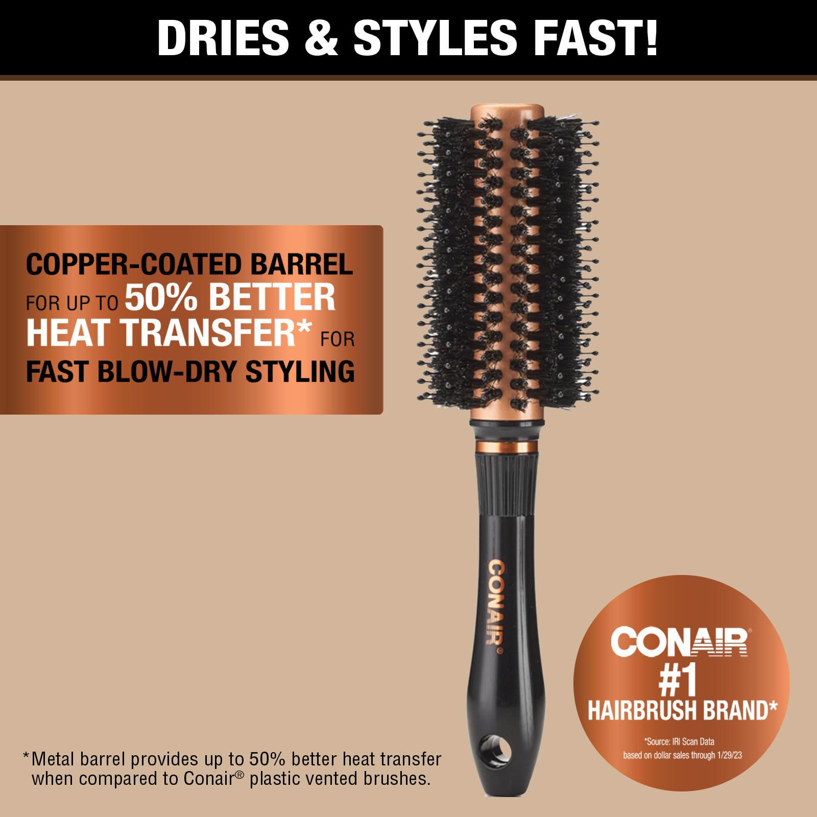 Foto 3 pulgar | Venta Internacional - Cepillo Redondo Conair Quick Blow-dry Copper Collection Porcupin