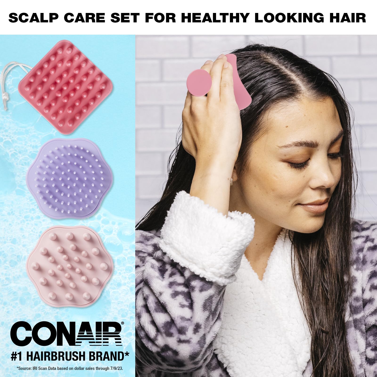 Foto 4 pulgar | Venta Internacional - Set Masajeador Para Cuero Cabelludo Conair Con 3 Cabezales De Cepillado Para Cabello Húmedo O Sec