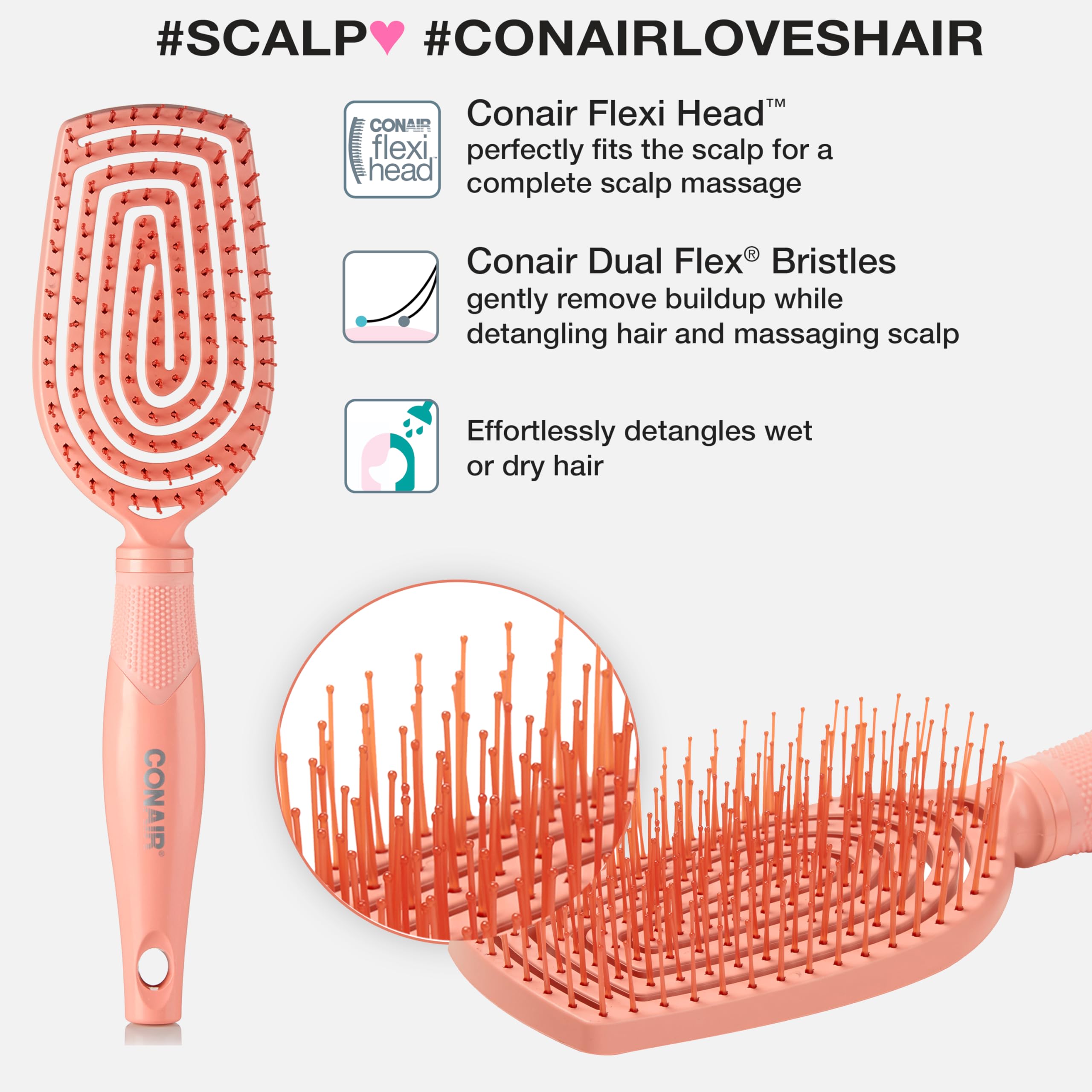 Foto 4 pulgar | Cepillo Conair Scalp Care Desenredante y Húmedo para Cabello Rizado - Venta Internacional