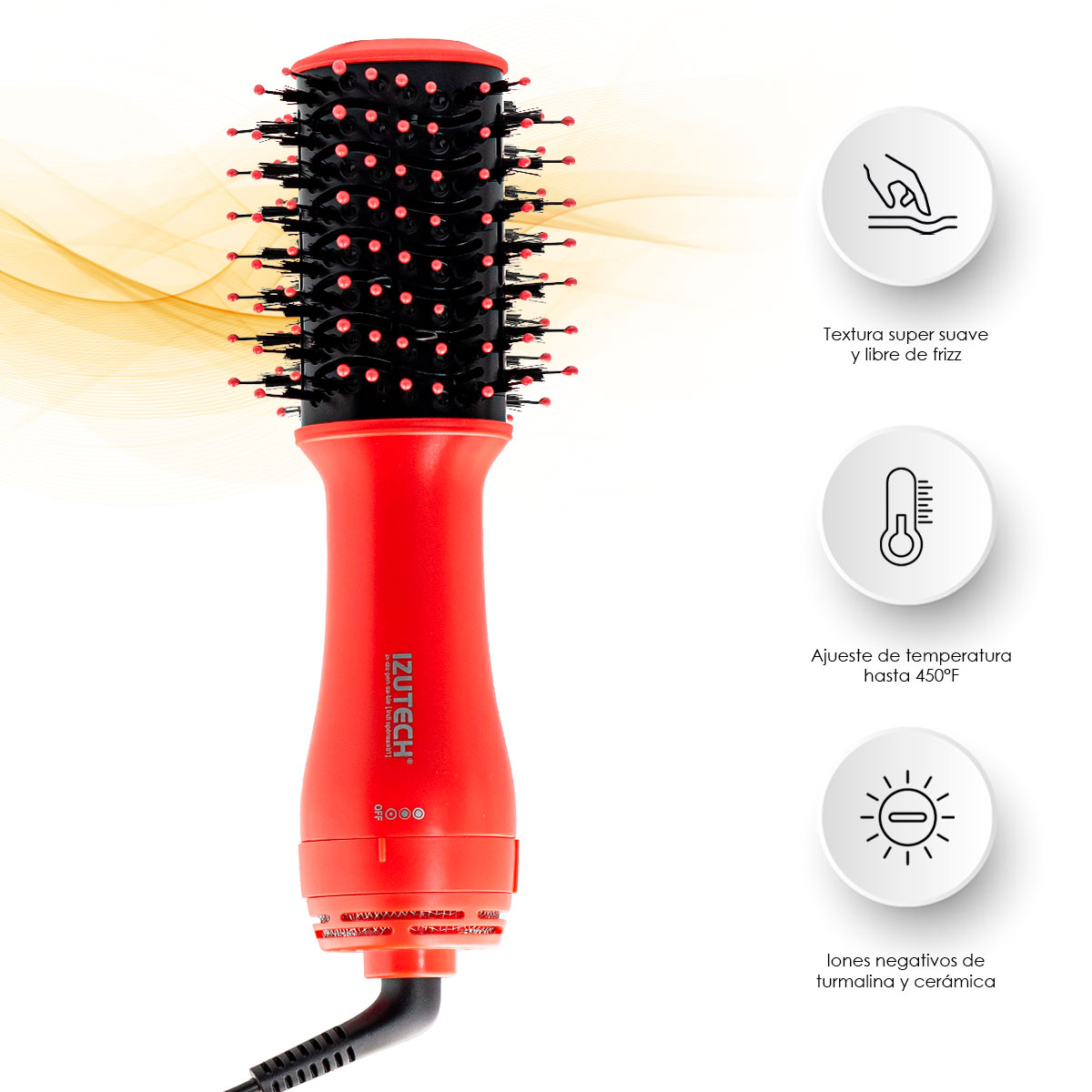 Foto 2 | Cepillo Secador De Cabello Izutech Portátil Voluminizador Color Rojo