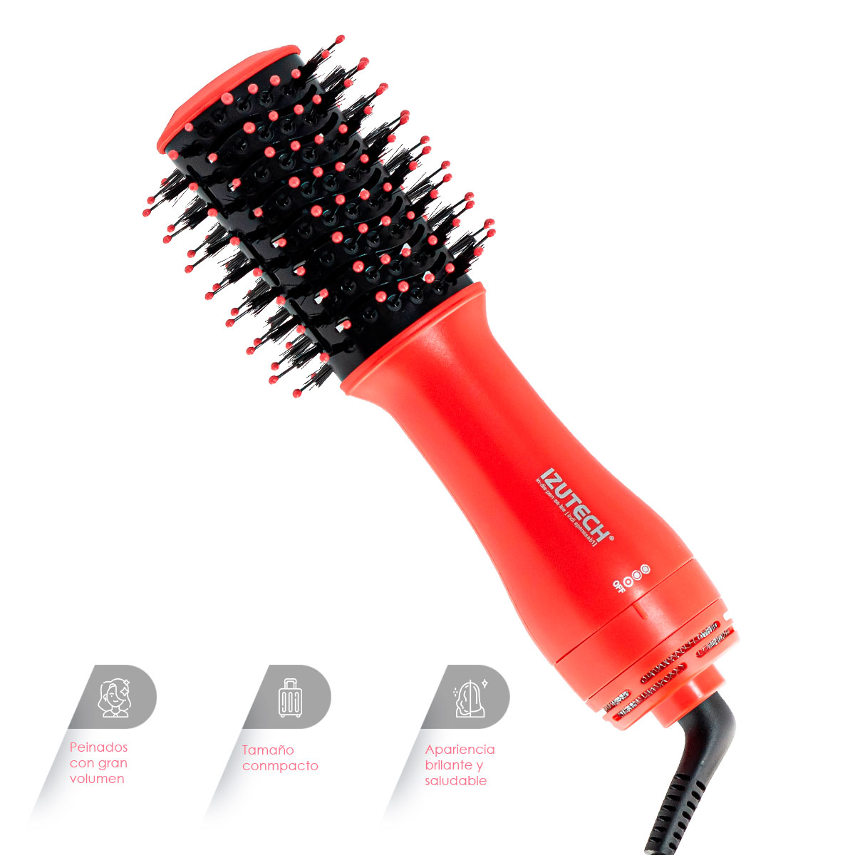 Foto 5 pulgar | Cepillo Secador De Cabello Izutech Portátil Voluminizador Color Rojo