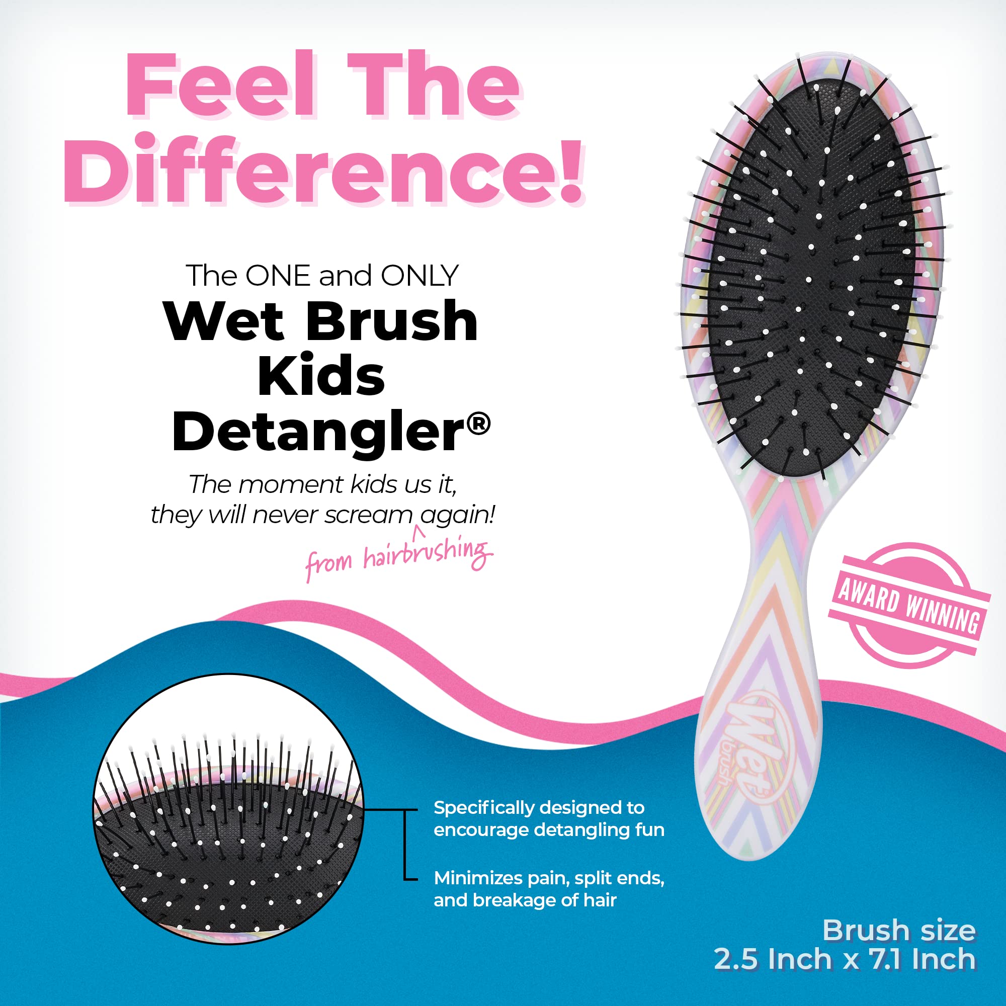 Foto 2 | Cepillo De Pelo Wet Brush Kids Detangler Chevron Intelliflex - Venta Internacional.