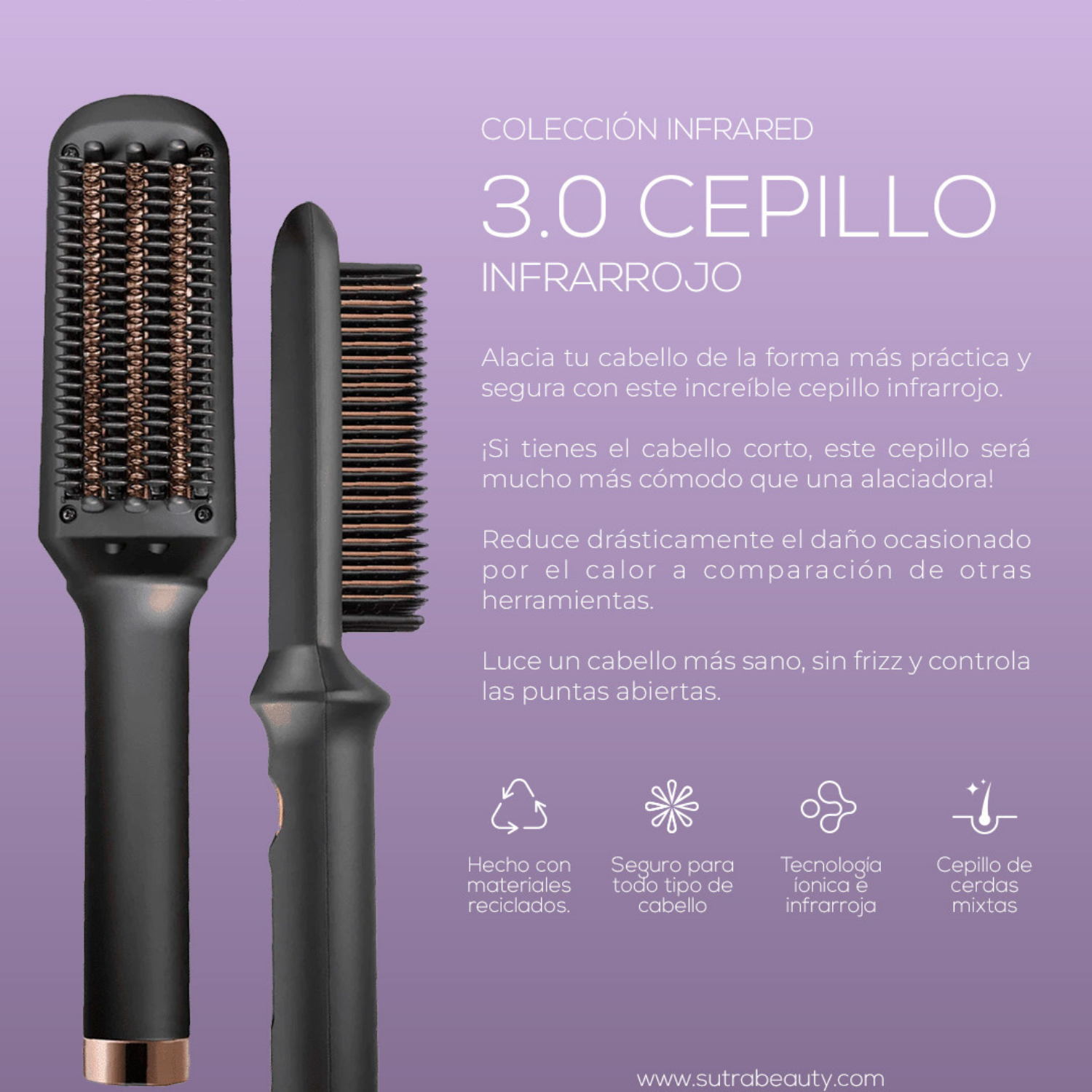 Foto 5 pulgar | Cepillo Infrarrojo 3.0 Sutra Beauty Negro Cepilla Y Peina Tu Cabello Con Rapidez Y Facilidad