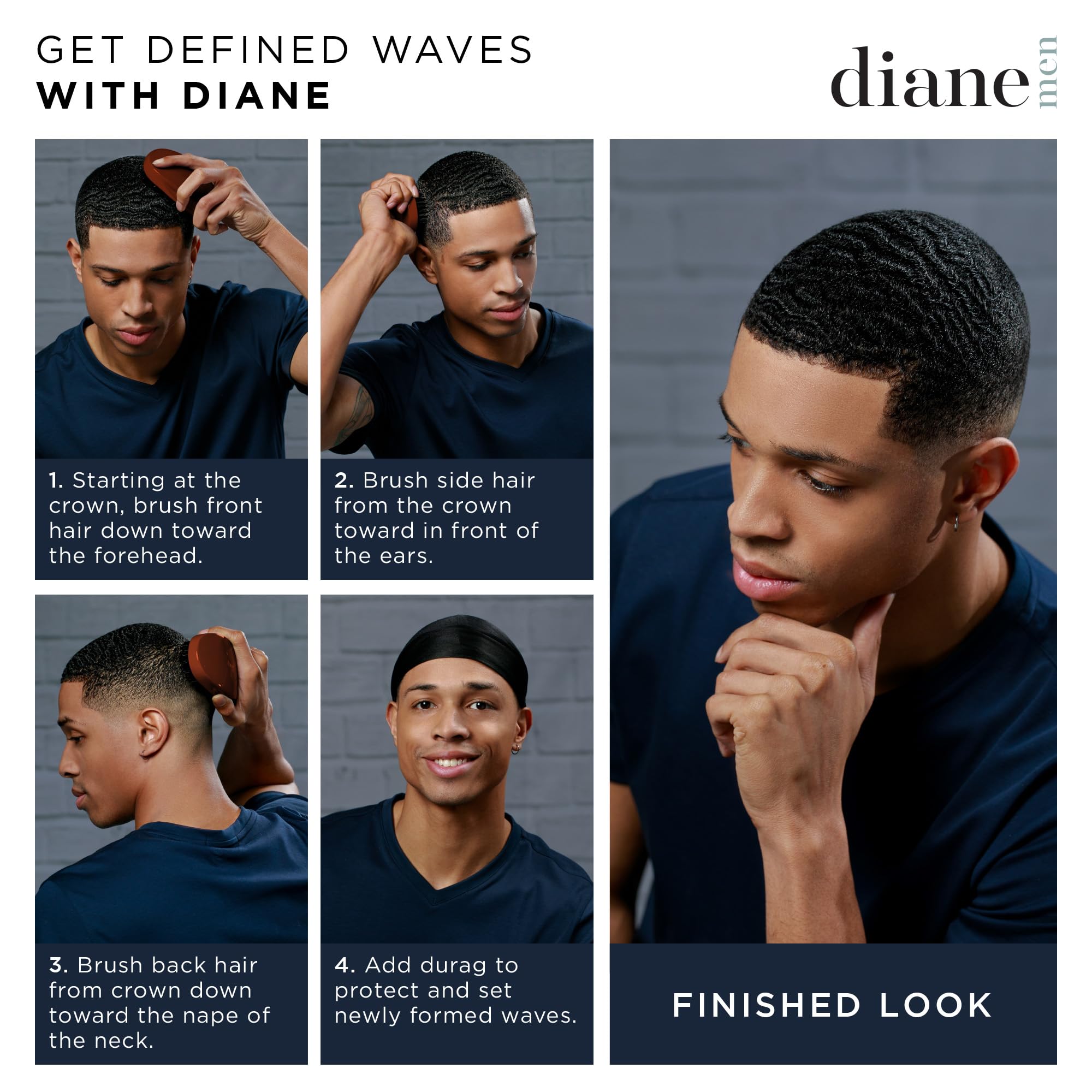 Foto 4 | Cerdas De Jabalí Wave Brush Diane Reforzadas Para Hombres Y Barberos - Venta Internacional.