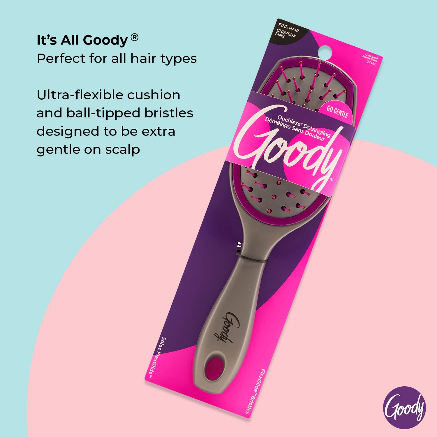 Foto 4 pulgar | Cepillo De Pelo Goody Detangling Ovalado Flexiglide Morado/gris - Venta Internacional.