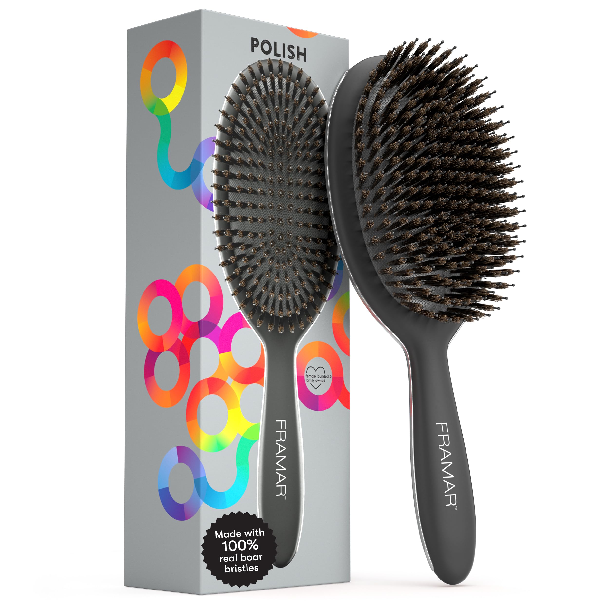 Foto 2 pulgar | Cepillo De Pelo Framar Soft Boar Bristle Para Mujer - Negro - Venta Internacional.