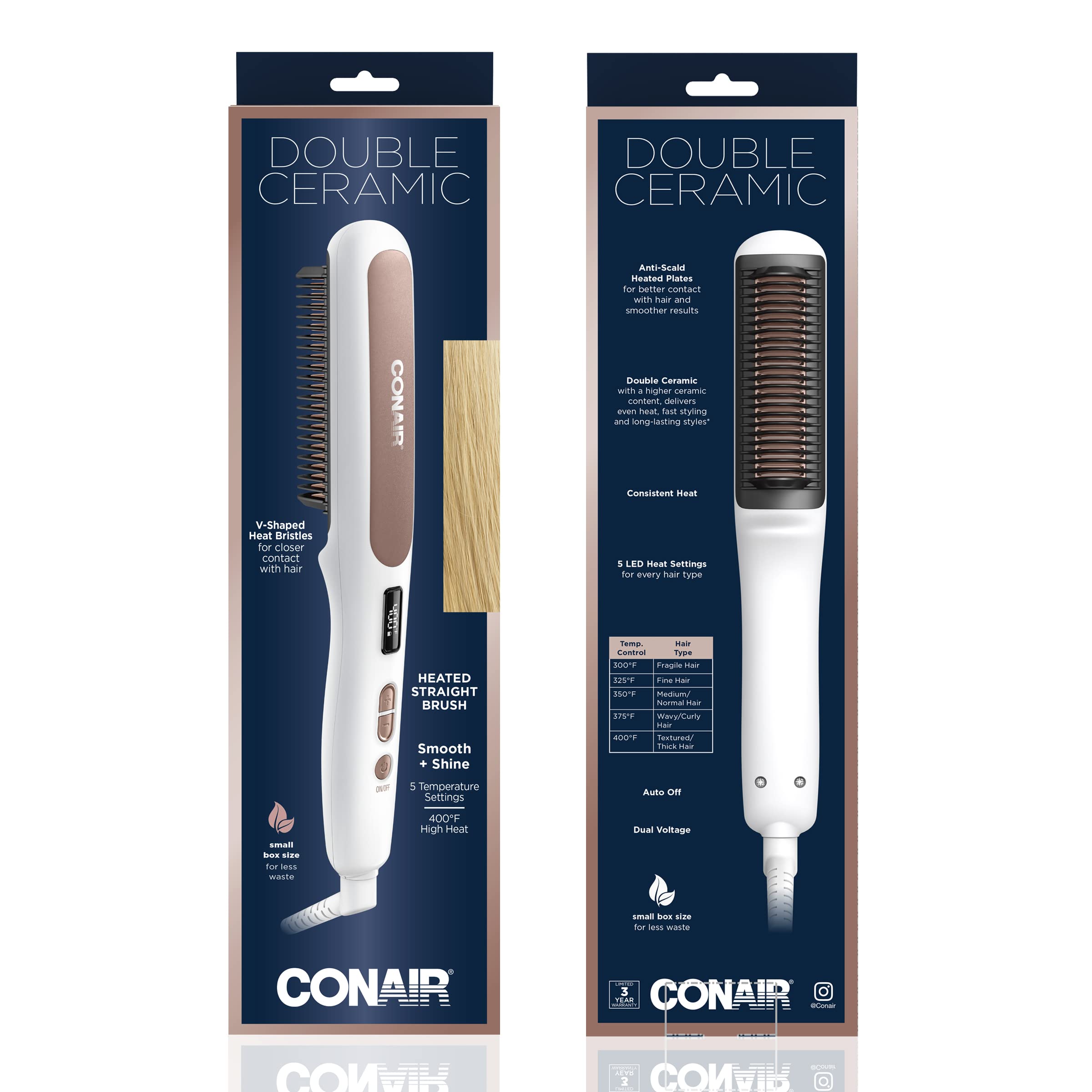 Foto 8 pulgar | Cepillo Alisador De Cabello Conair Double Ceramic Con Calor - Venta Internacional.