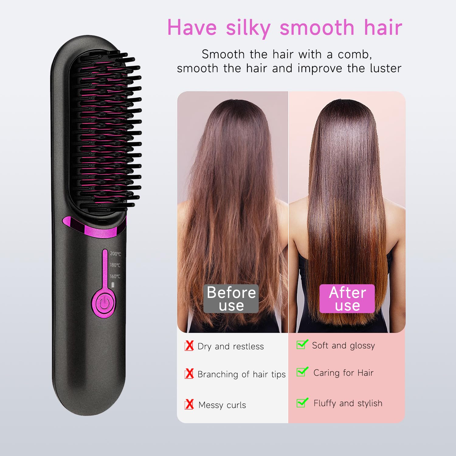 Foto 5 pulgar | Cepillo Alisador de Pelo Qumox Inalámbrico - Venta Internacional