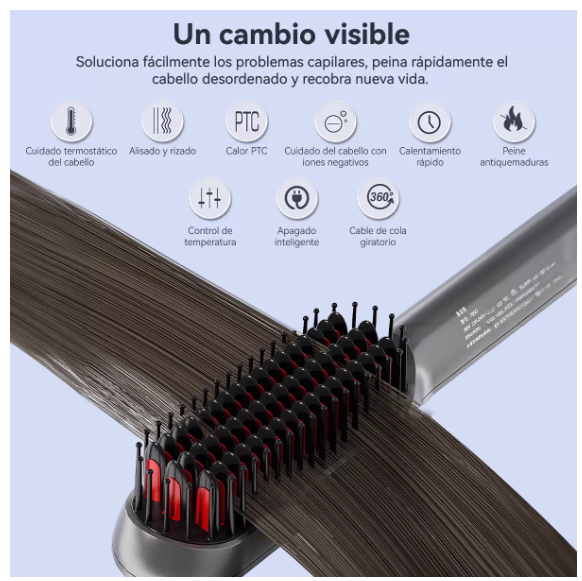 Foto 2 | Cepillo Electrico Alaciador Peine Secadora