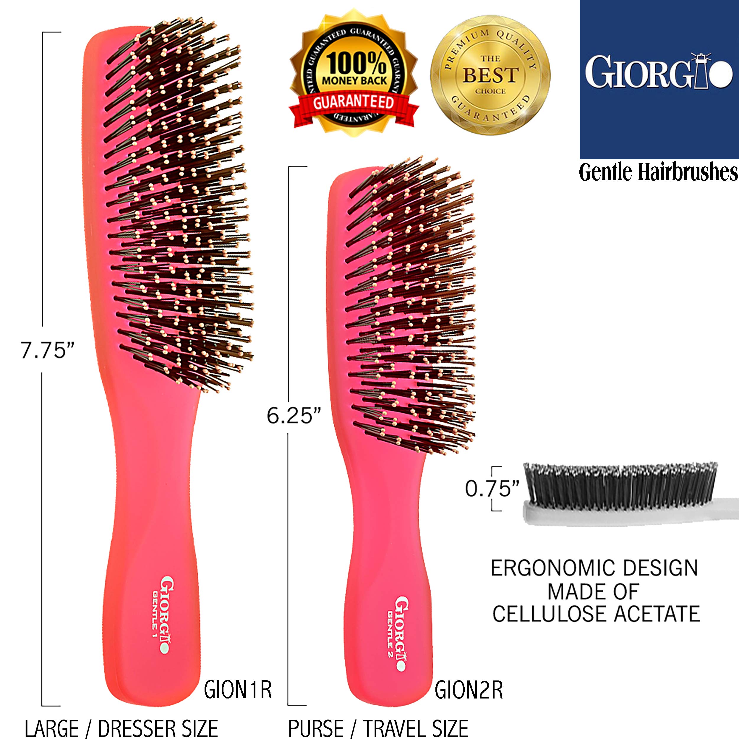 Foto 8 pulgar | Cepillo De Pelo Giorgio Gion1r, Rojo Neón, 19,7 Cm, Para Hombres Y Mujeres - Venta Internacional.