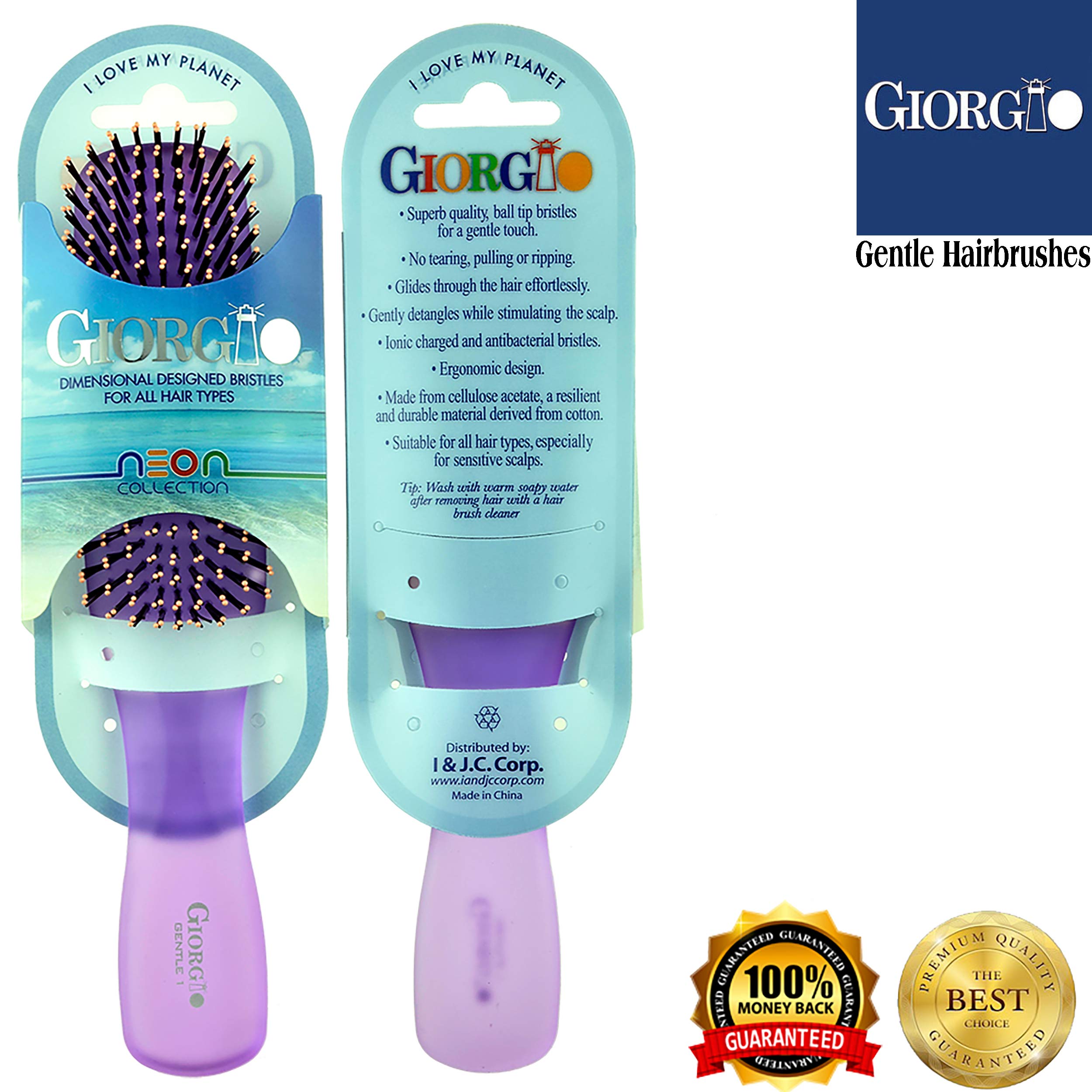 Foto 8 pulgar | Cepillo De Pelo Giorgio Gion1-2pp, Color Morado Neón, Juego De 2 Para Hombres/mujeres - Venta Internacional.