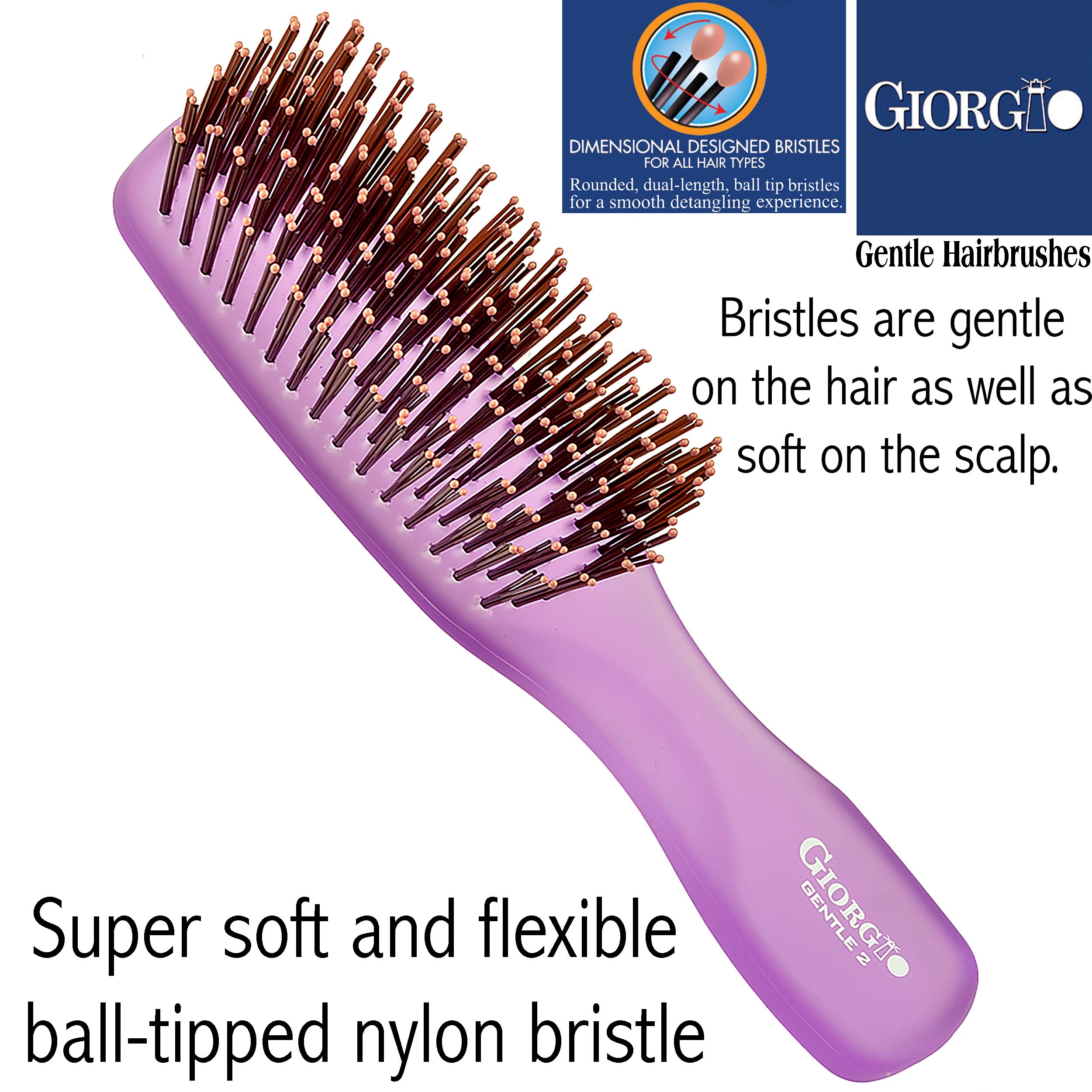 Foto 4 pulgar | Cepillo De Pelo Giorgio Gion2pp Neon Purple 16 Cm Gentle Touch - Venta Internacional.