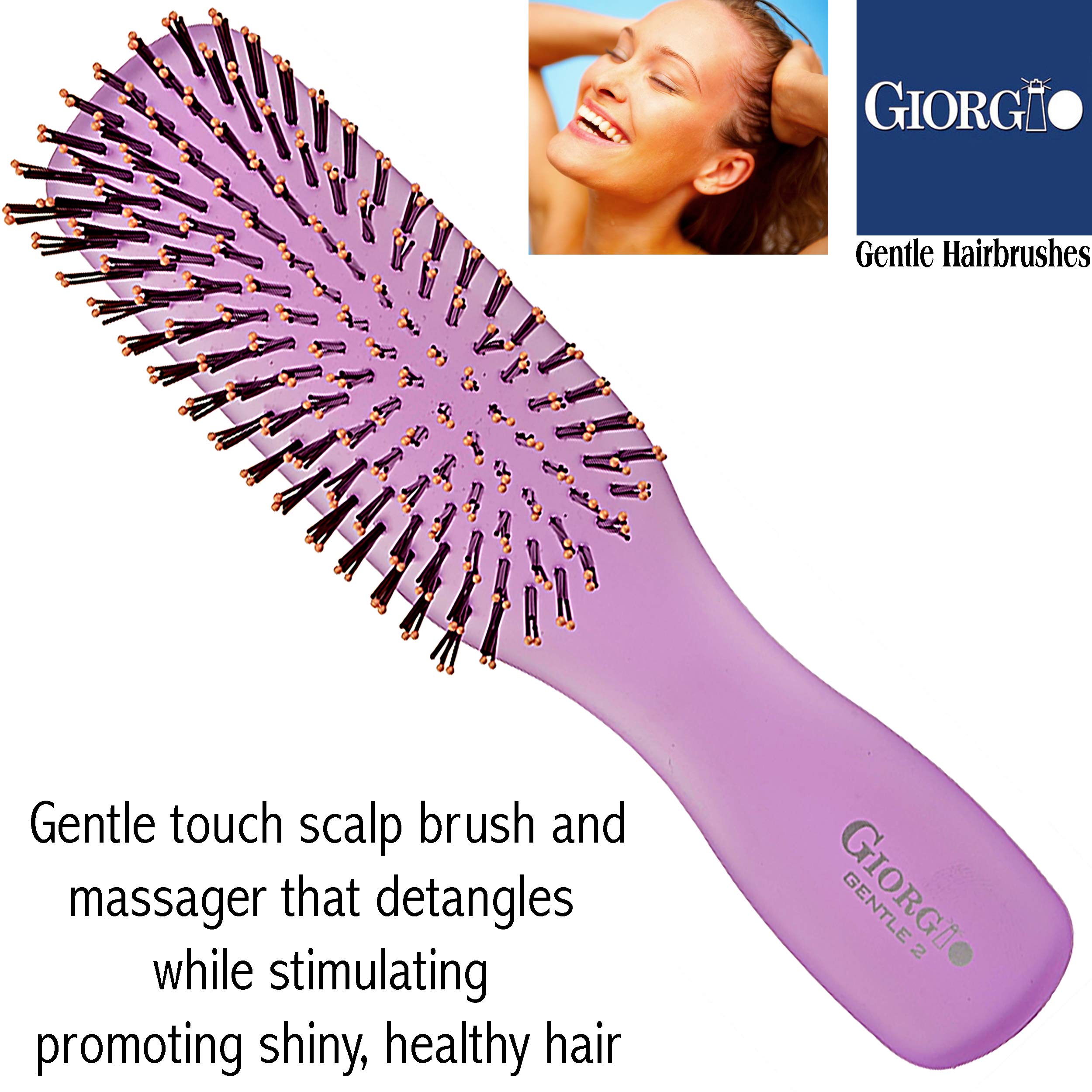 Foto 5 pulgar | Cepillo De Pelo Giorgio Gion2pp Neon Purple 16 Cm Gentle Touch - Venta Internacional.