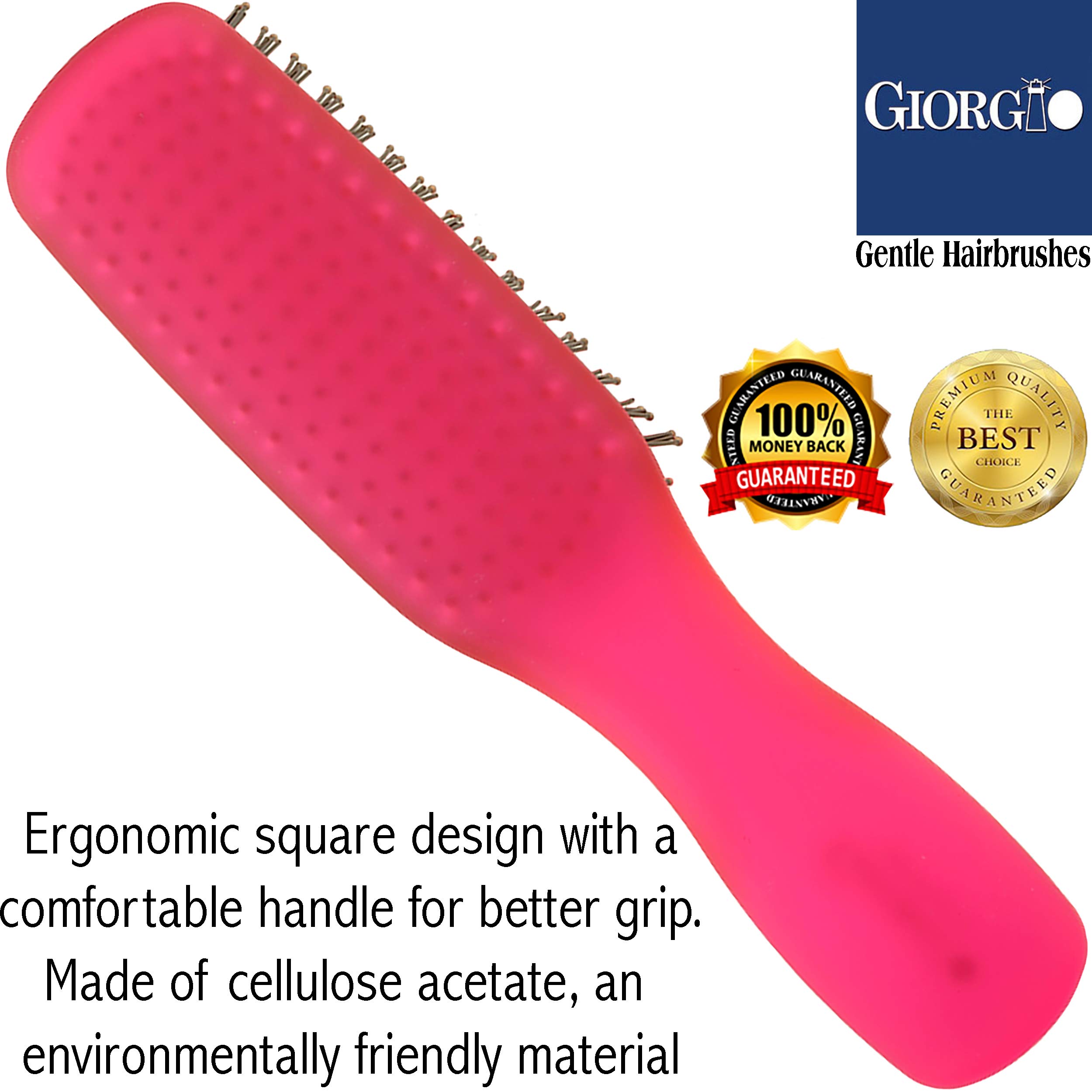 Foto 6 pulgar | Cepillo De Pelo Giorgio Gion2r, Rojo Neón, 16 Cm, Gentle Touch Detang - Venta Internacional.