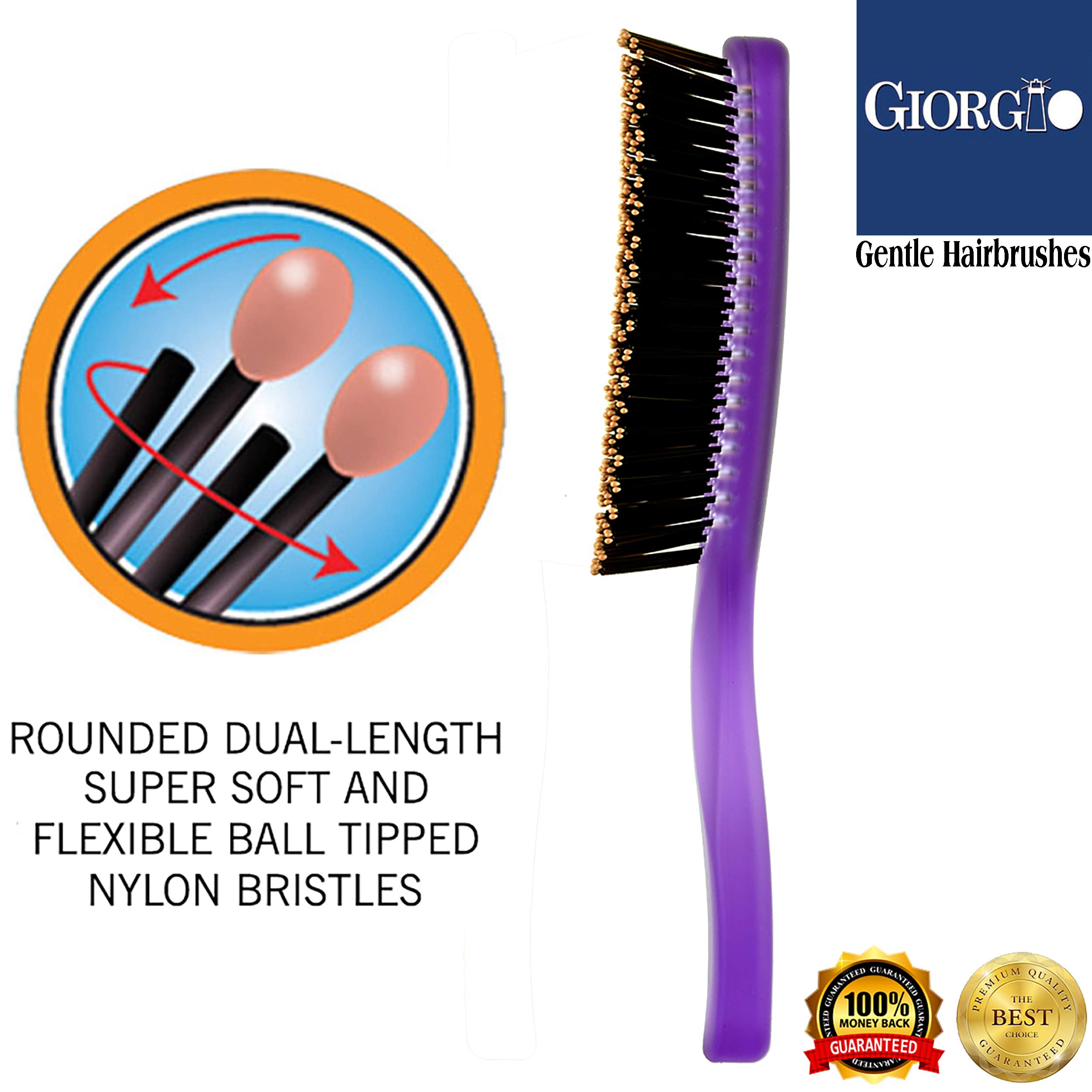 Foto 3 pulgar | Cepillo De Pelo Giorgio Gion1pp, Morado Neón, 19,7 Cm, Para Hombres Y Mujeres - Venta Internacional.