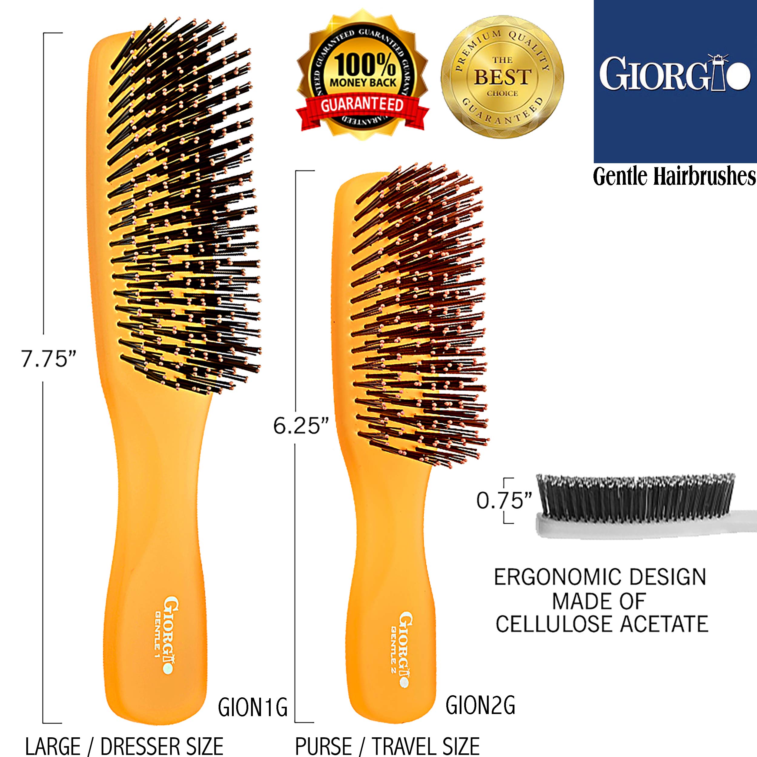 Foto 7 | Cepillo De Pelo Giorgio Gion2o, Naranja Neón, 16 Cm, Gentle Touch - Venta Internacional.