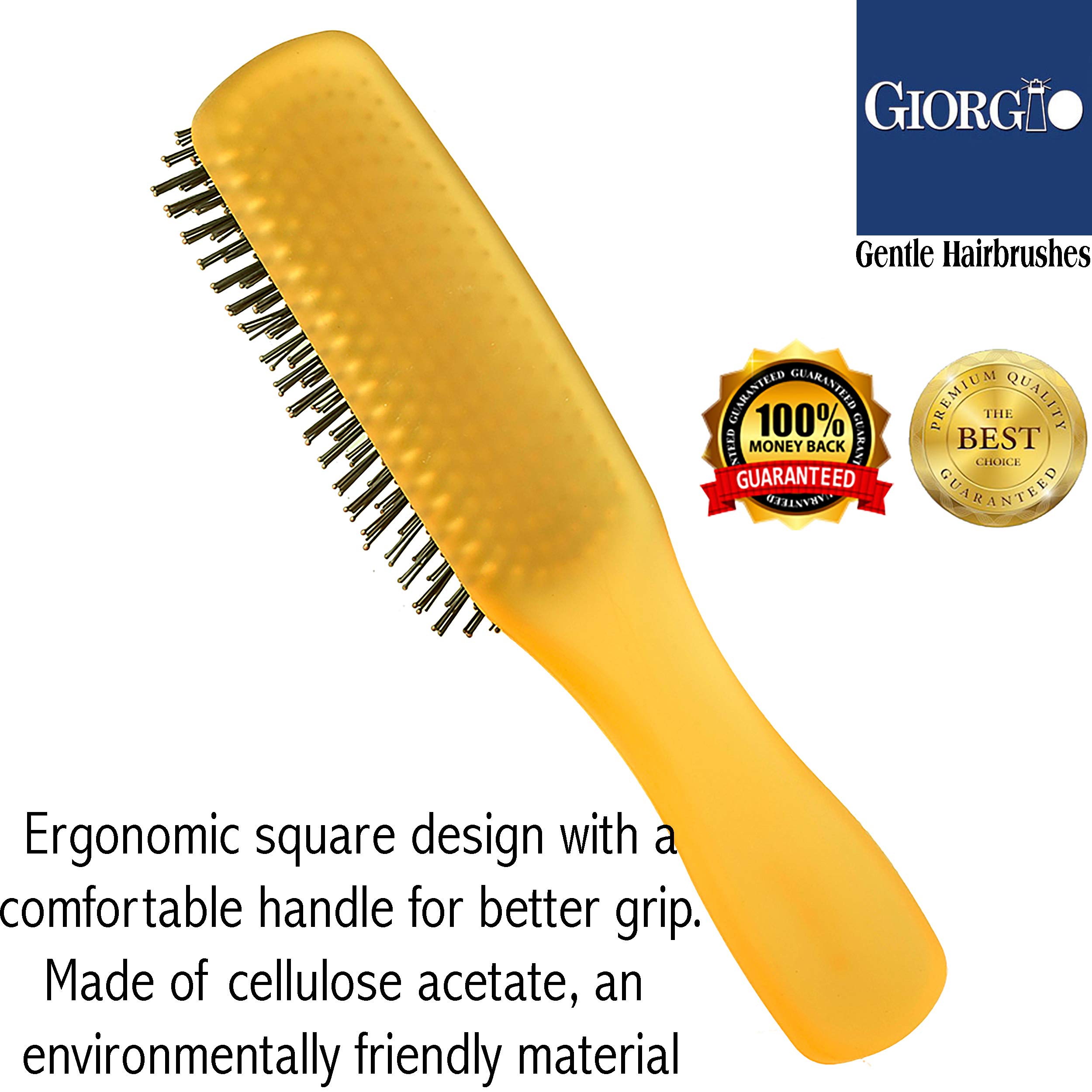 Foto 5 | Cepillo De Pelo Giorgio Neon Gion1o Gentle Touch Detangler Naranja - Venta Internacional.