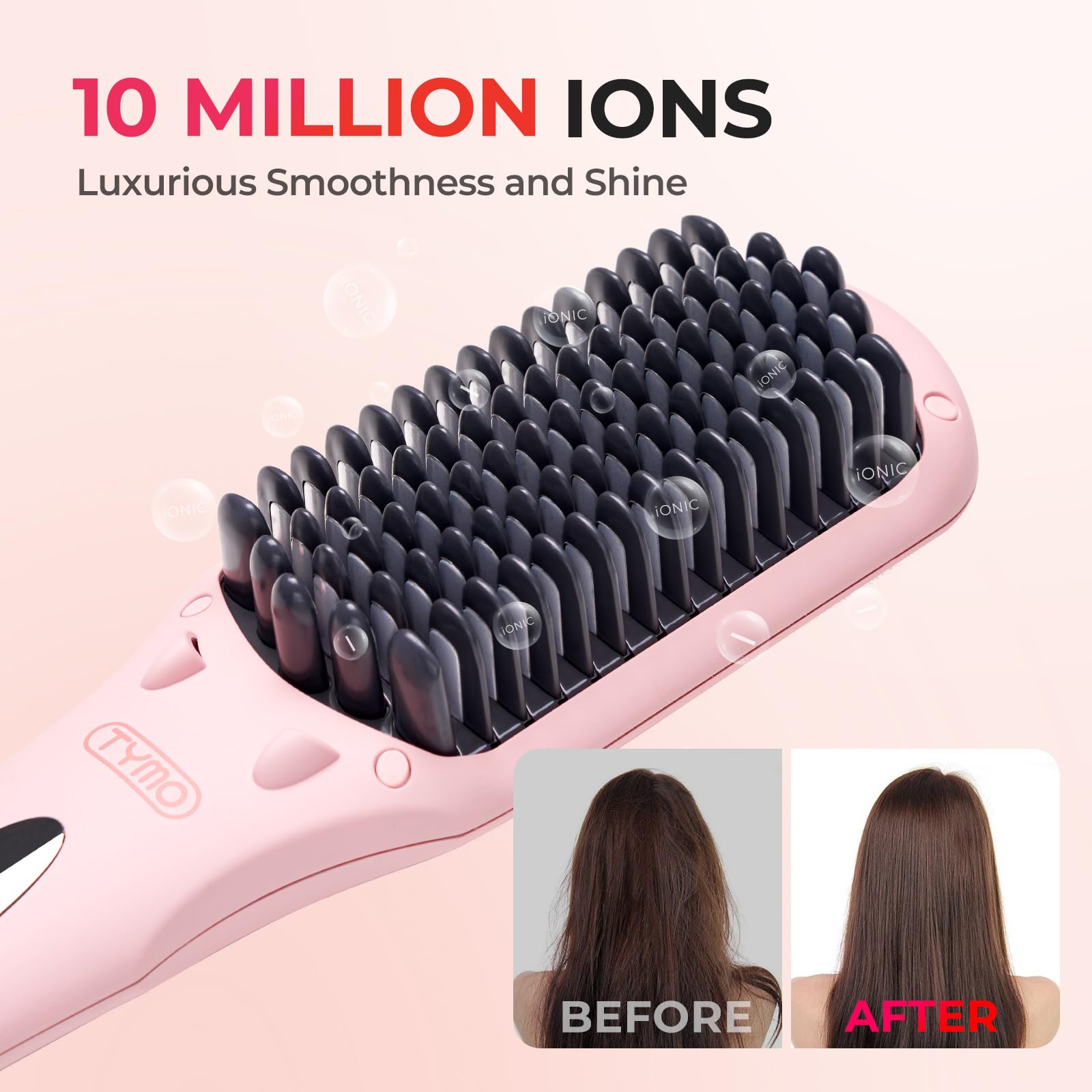 Foto 7 pulgar | Cepillo Alisador de Pelo Tymo Ionic Rosa - Venta Internacional