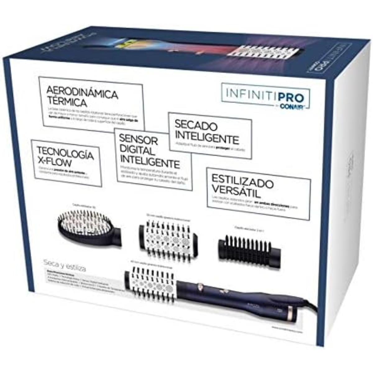 Foto 8 pulgar | Cepillo Conair Bc300es Infiniti Pro Con Sensor Digital, Cable Giratorio Azul Marino Con Blanco