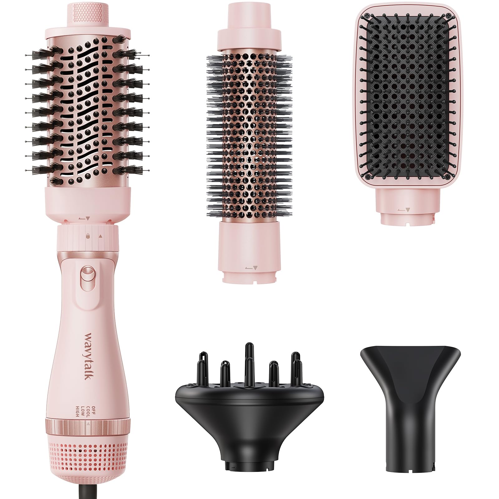 Kit De Cepillos Para Secador De Pelo Wavytalk 5 En 1 Con Cepillo Reventable, Color Rosa - Venta Internacional.