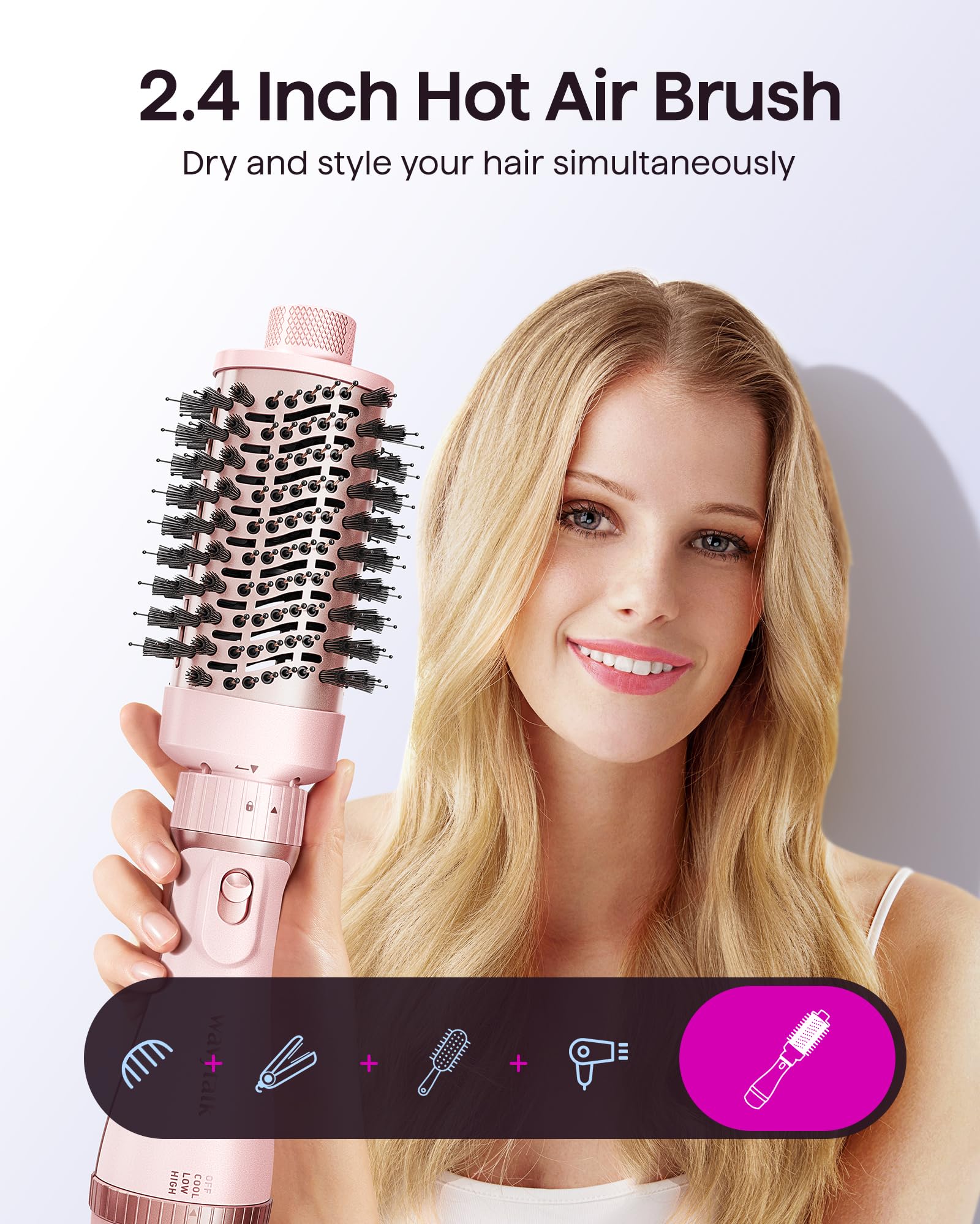 Foto 2 | Kit De Cepillos Para Secador De Pelo Wavytalk 5 En 1 Con Cepillo Reventable, Color Rosa - Venta Internacional.