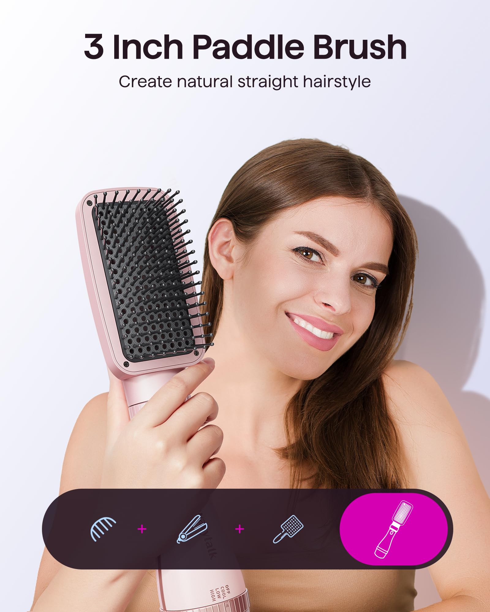 Foto 4 | Kit De Cepillos Para Secador De Pelo Wavytalk 5 En 1 Con Cepillo Reventable, Color Rosa - Venta Internacional.