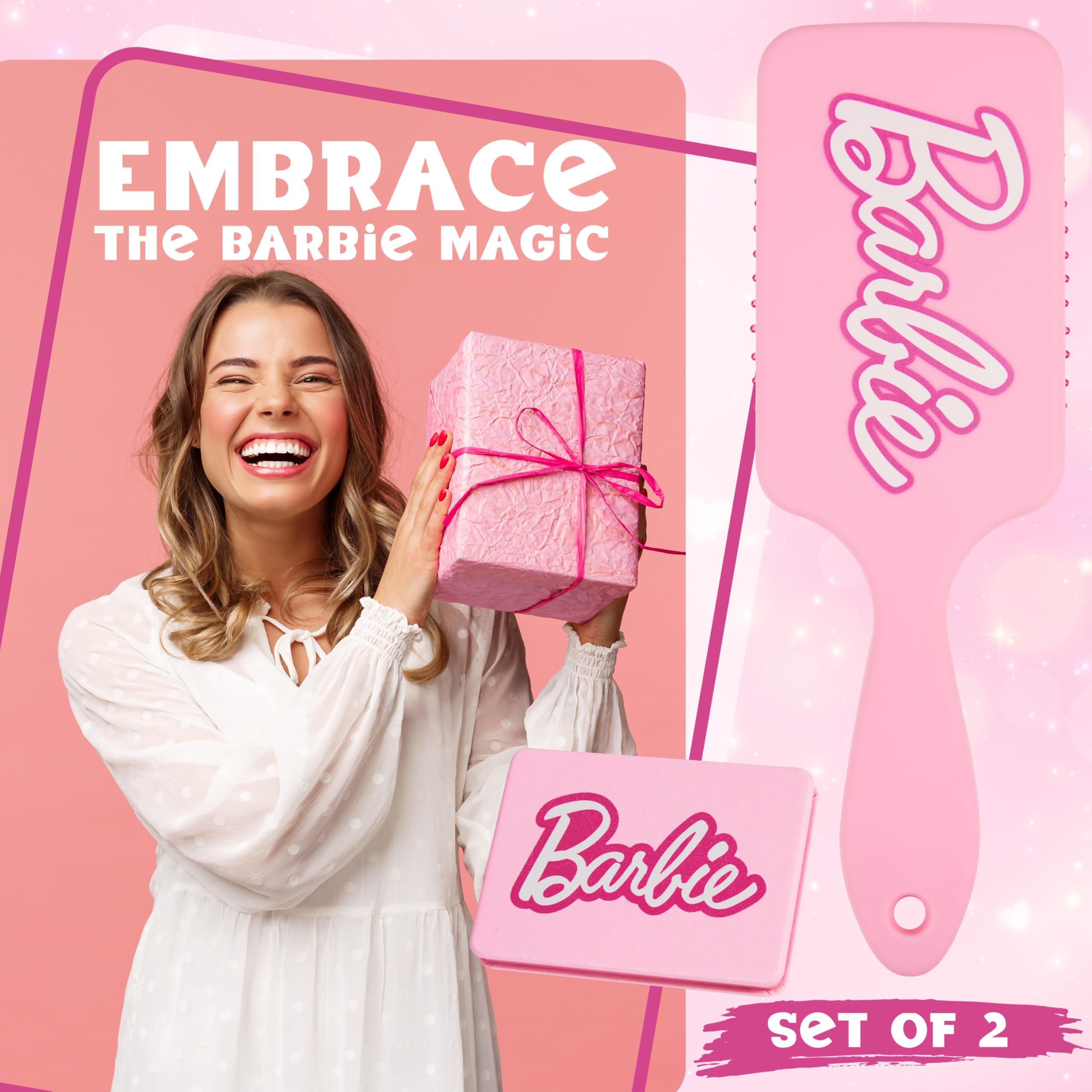 Foto 4 pulgar | Juego De Cepillos Barbie Para Desenredar El Cabello Con Cepillo De Paleta Y Espejo - Venta Internacional.